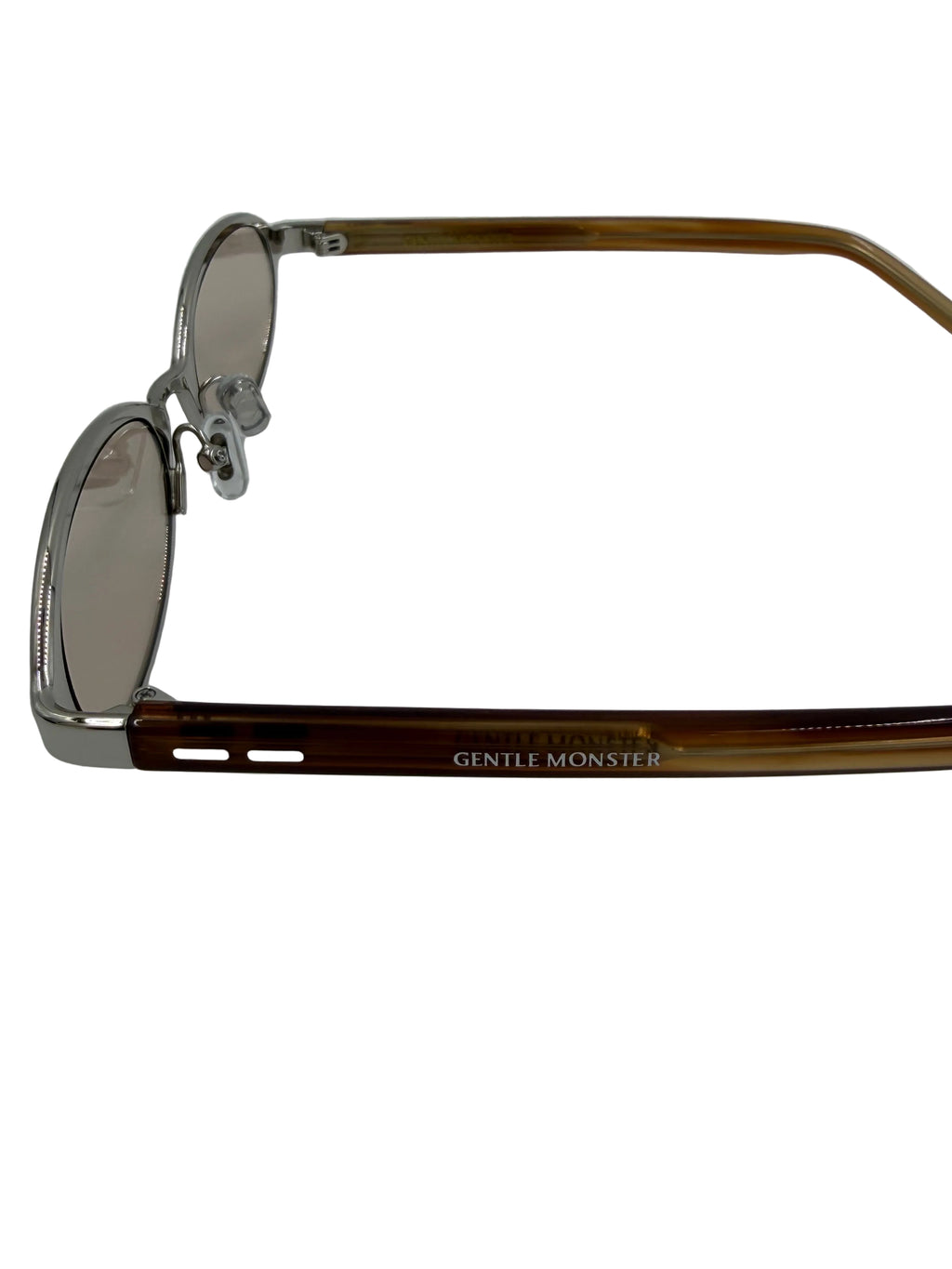 NEW Gentle Monster Moody Sunglasses Silver Oval Frame Brown Lenses