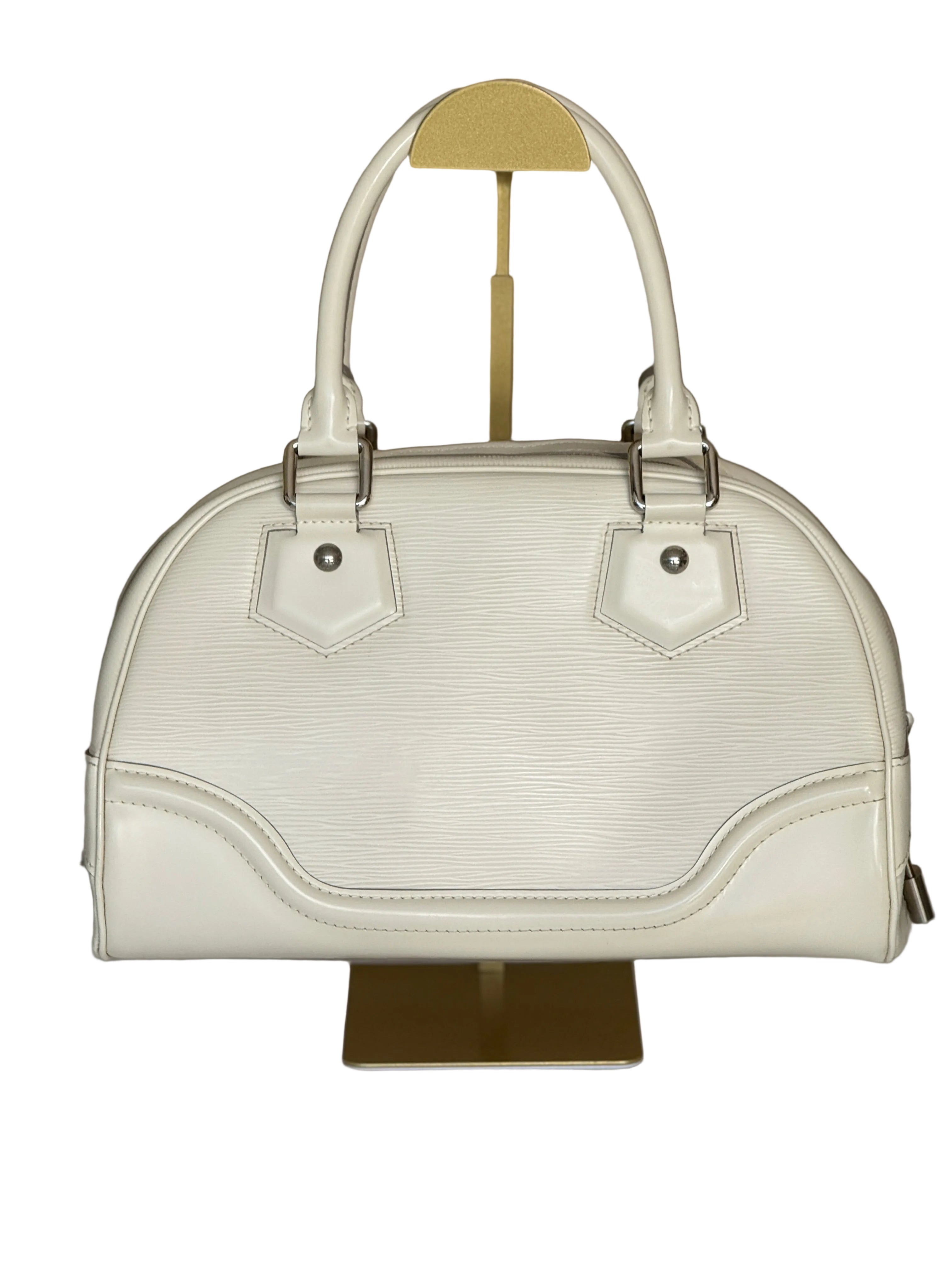 Pre-Owned Louis Vuitton Montaigne Bowler Top Handle Bag PM Ivory Epi Leather - Authenticated