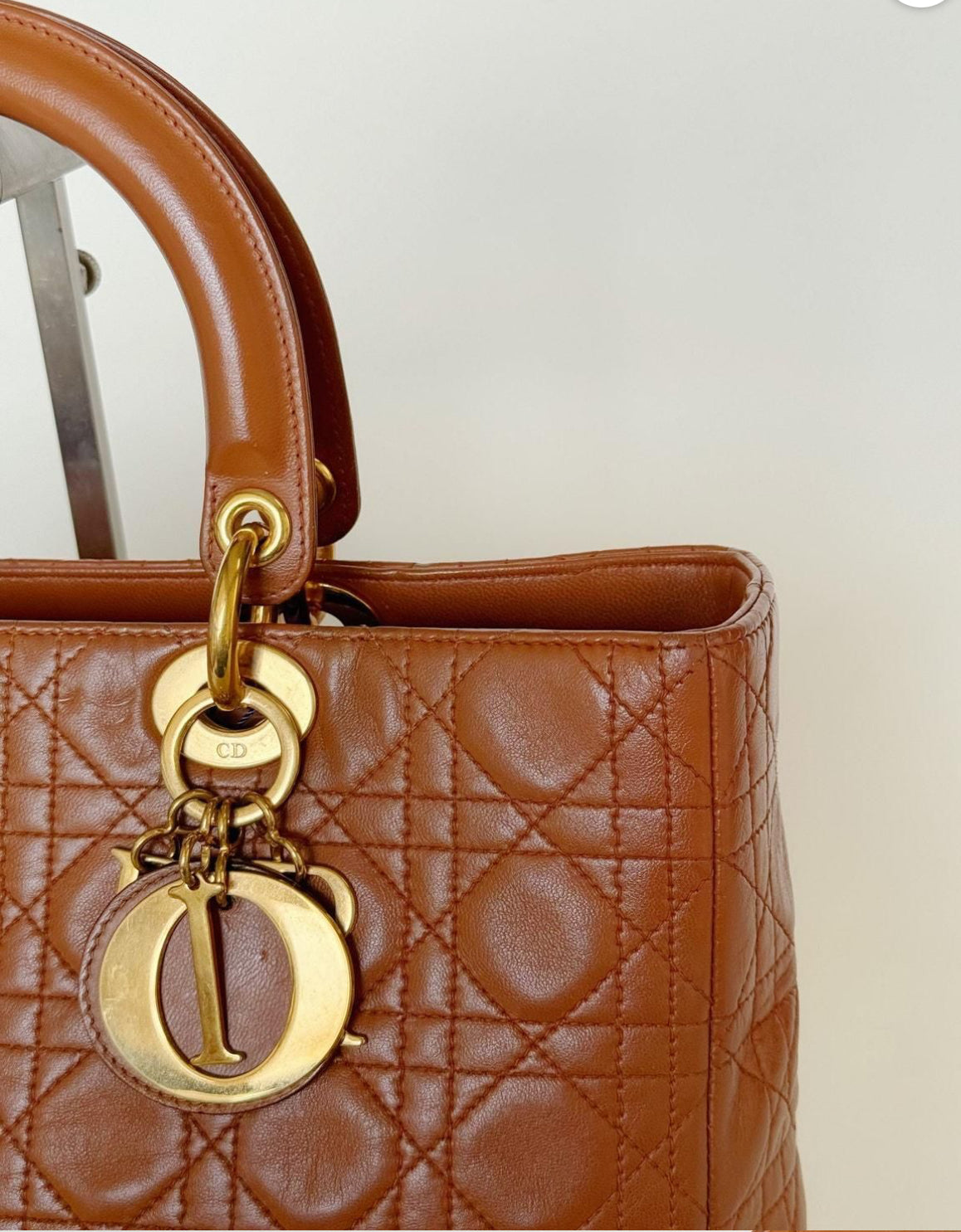 Pre-Owned Christian Dior Lady Dior Bag Cannage Quilted Lambskin Large - Authenticated