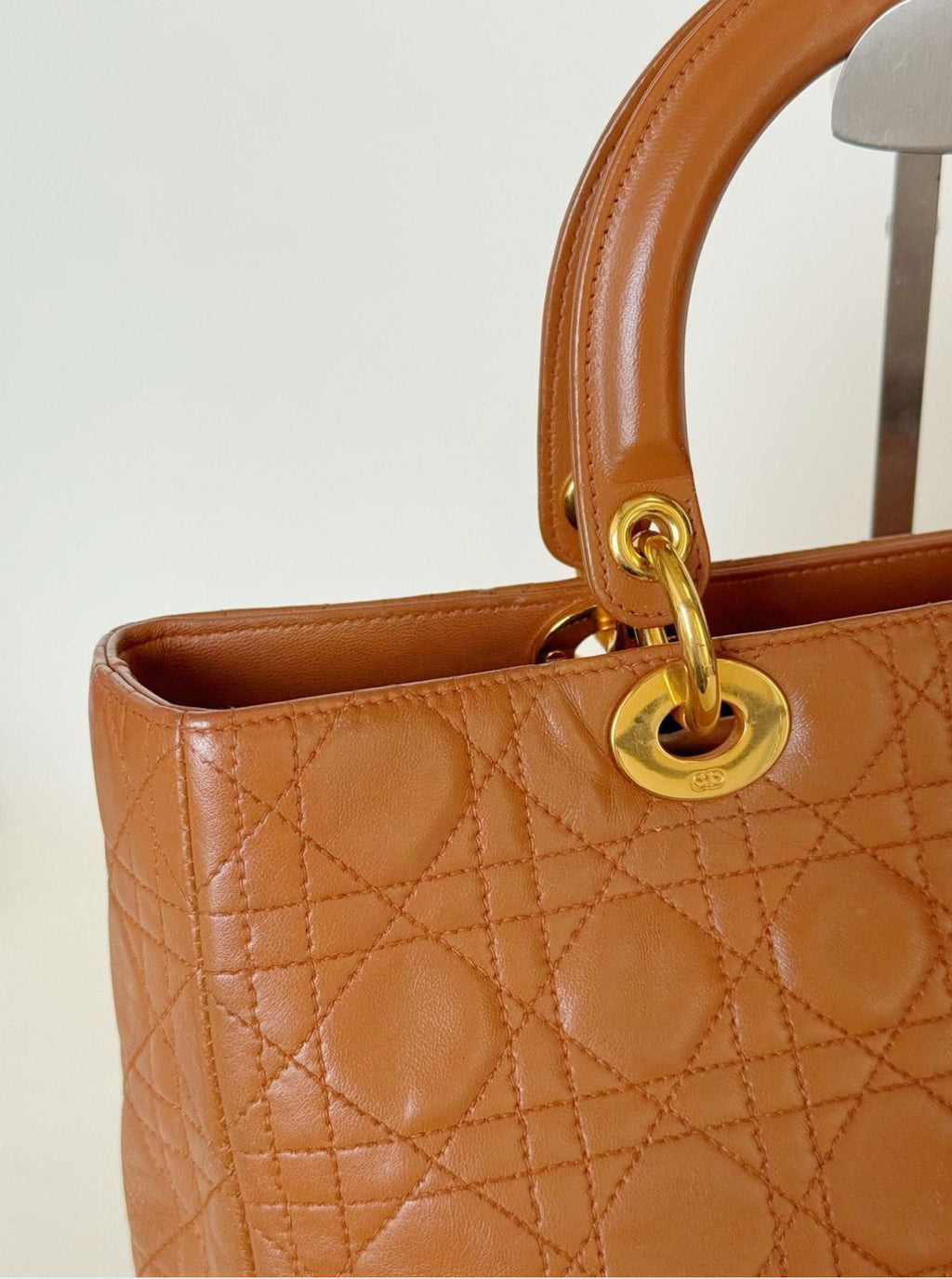 Pre-Owned Christian Dior Lady Dior Bag Cannage Quilted Lambskin Large - Authenticated