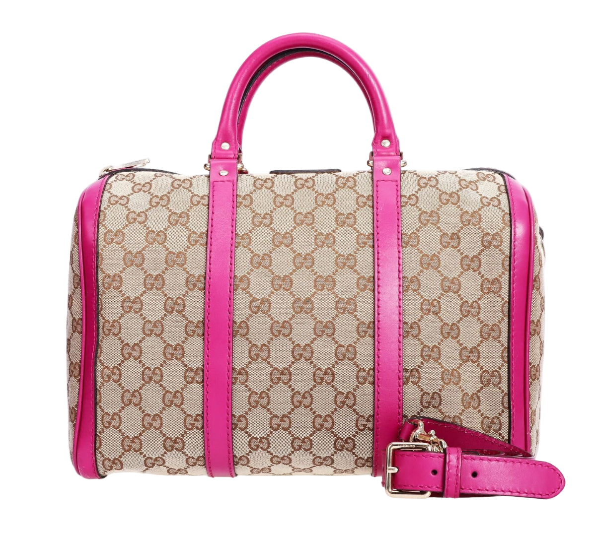 Pre-Owned Gucci Boston Bag with Removable Strap and Magenta Details - Authenticated