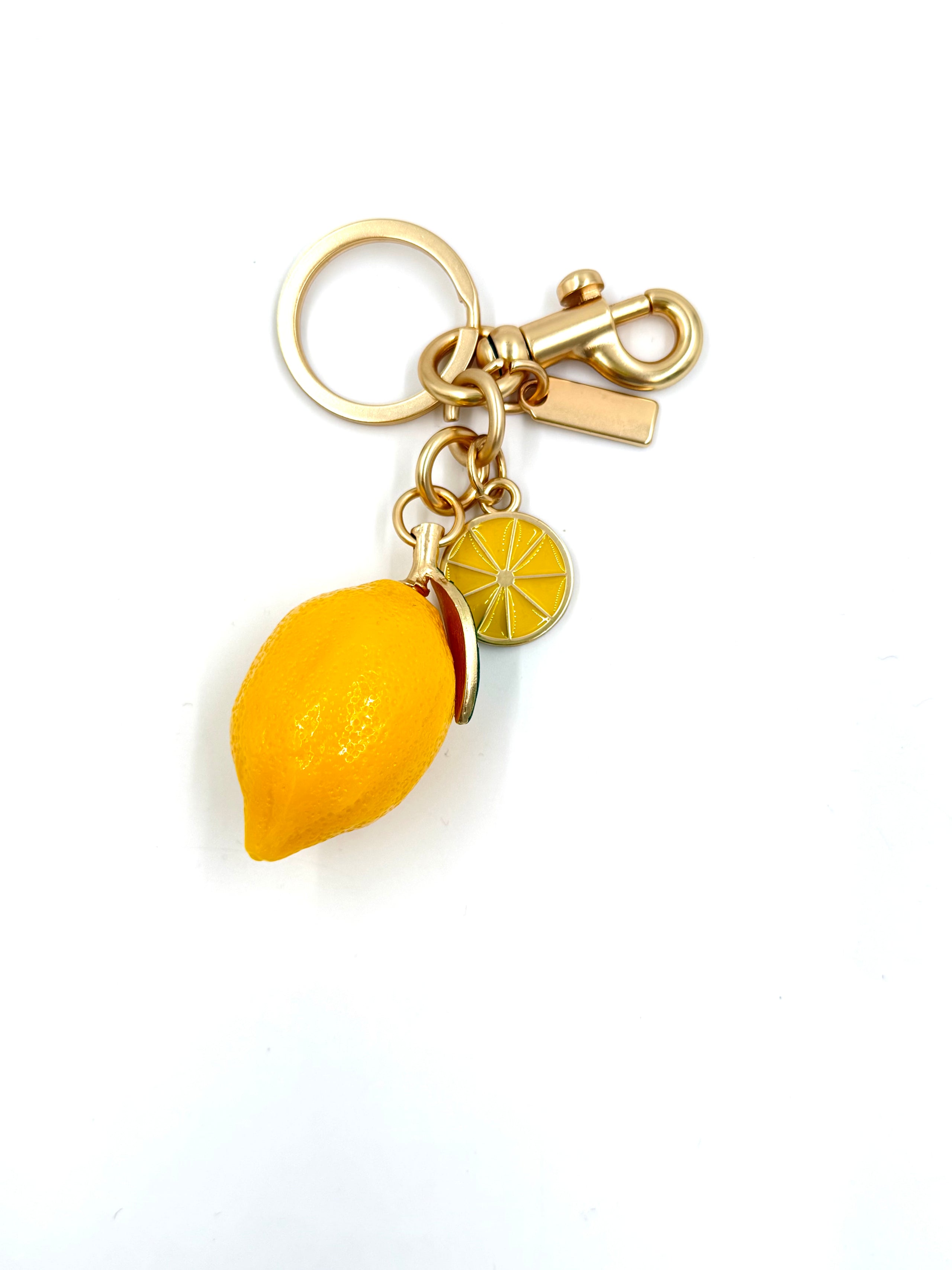 Enamel Lemon Bag Charm Keyring
