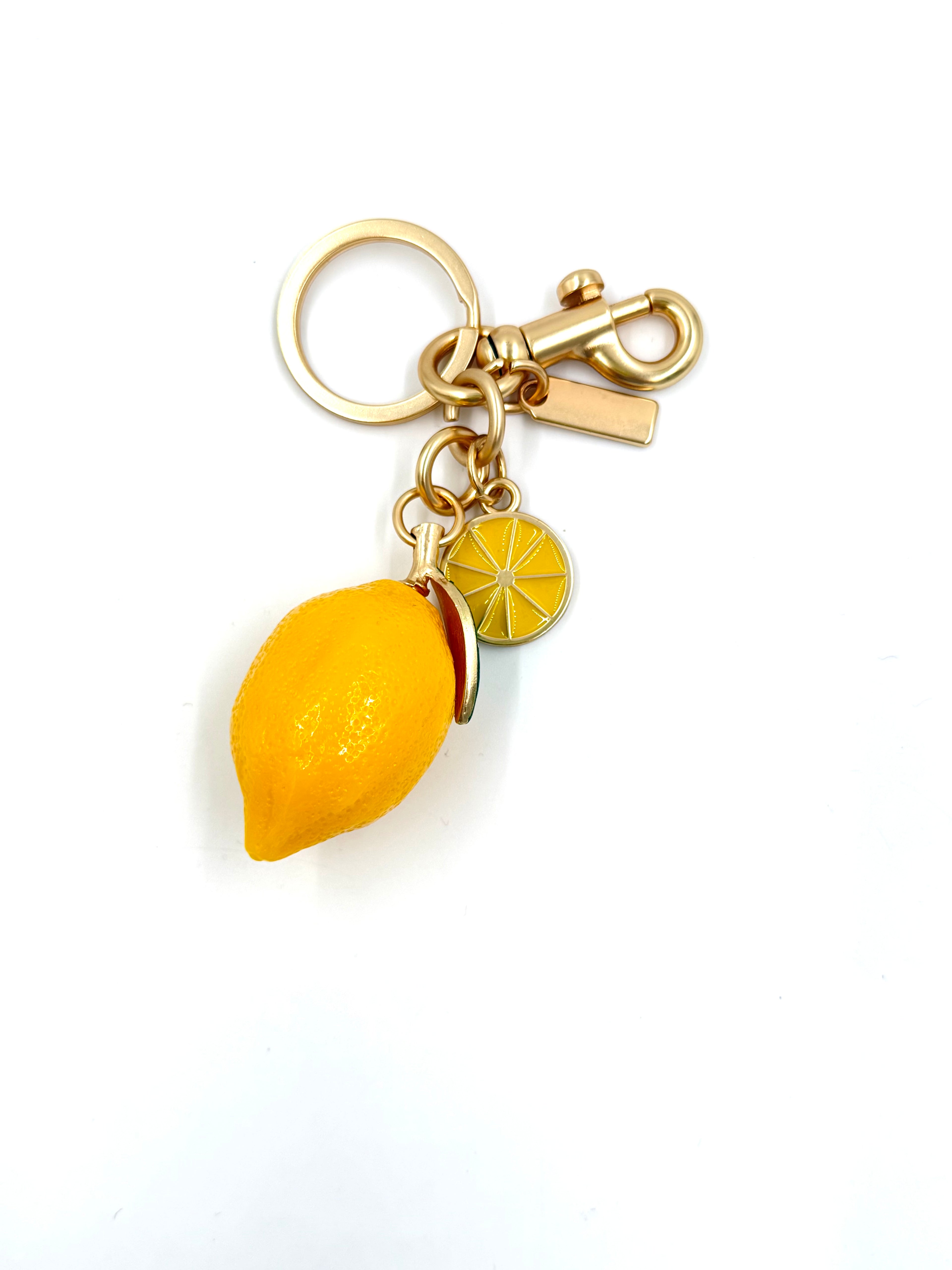 Enamel Lemon Bag Charm Keyring