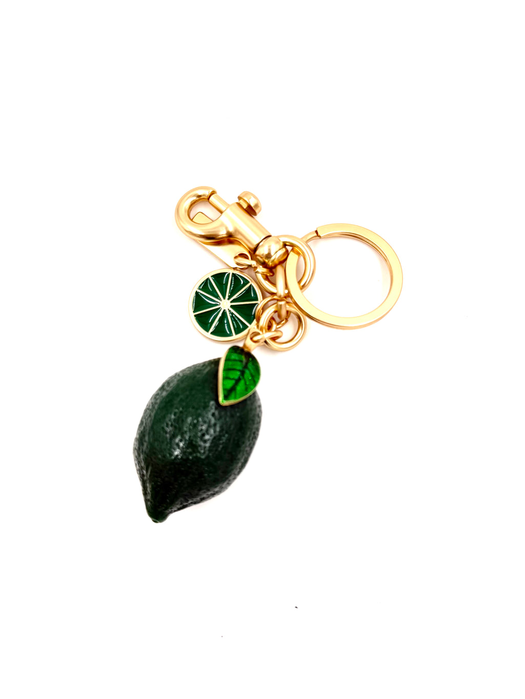 Enamel Lime Bag Charm Keyring
