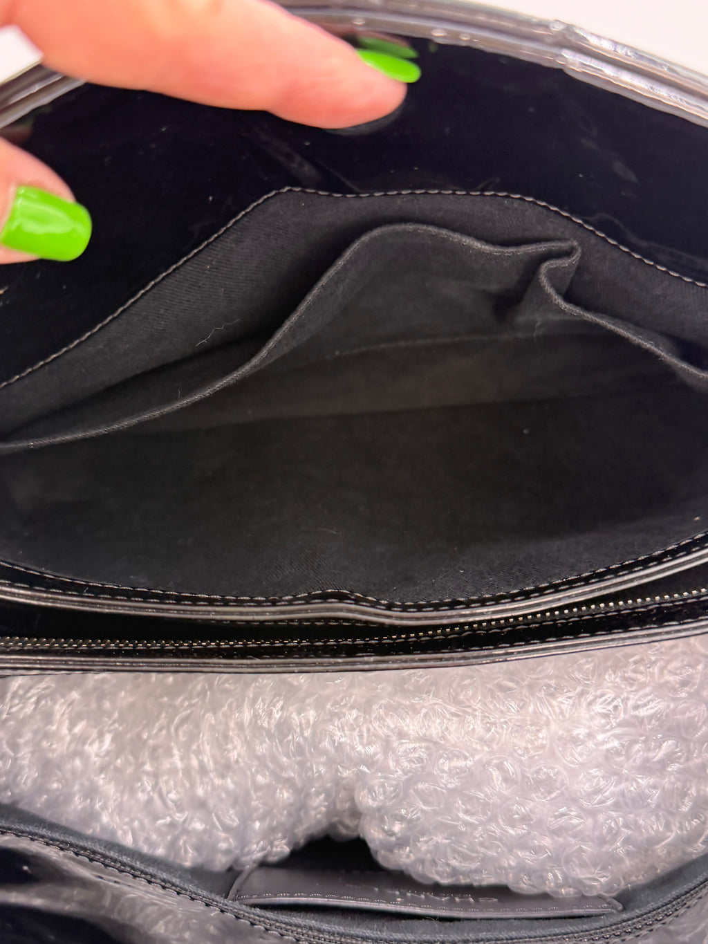 Pre-owned CHANEL Patent Quilted Maxi Just Mademoiselle Bowling Bag Black - Authenticated
