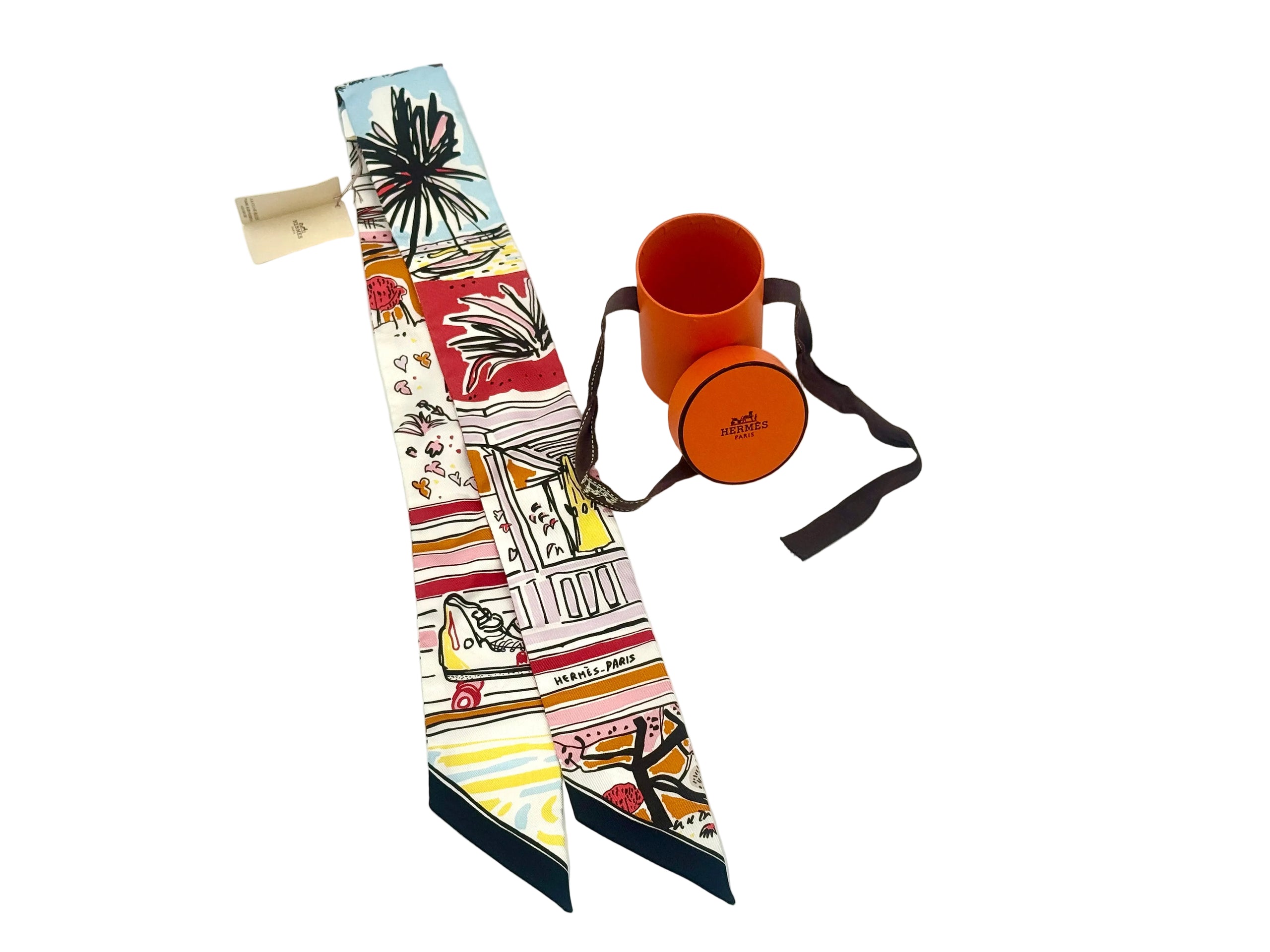 Pre-Owned Hermes Rayures d'Ete Silk Twilly Scarf