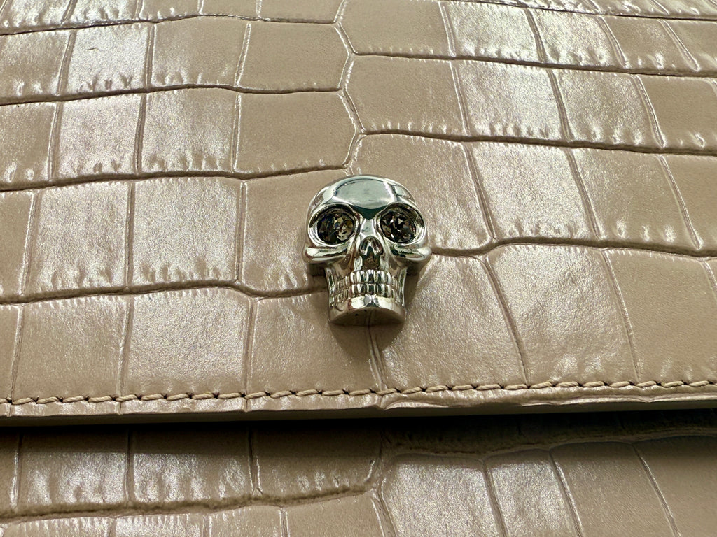 Pre-Owned Alexander McQueen Skull Croc Embossed Shoulder Bag - Authenticated