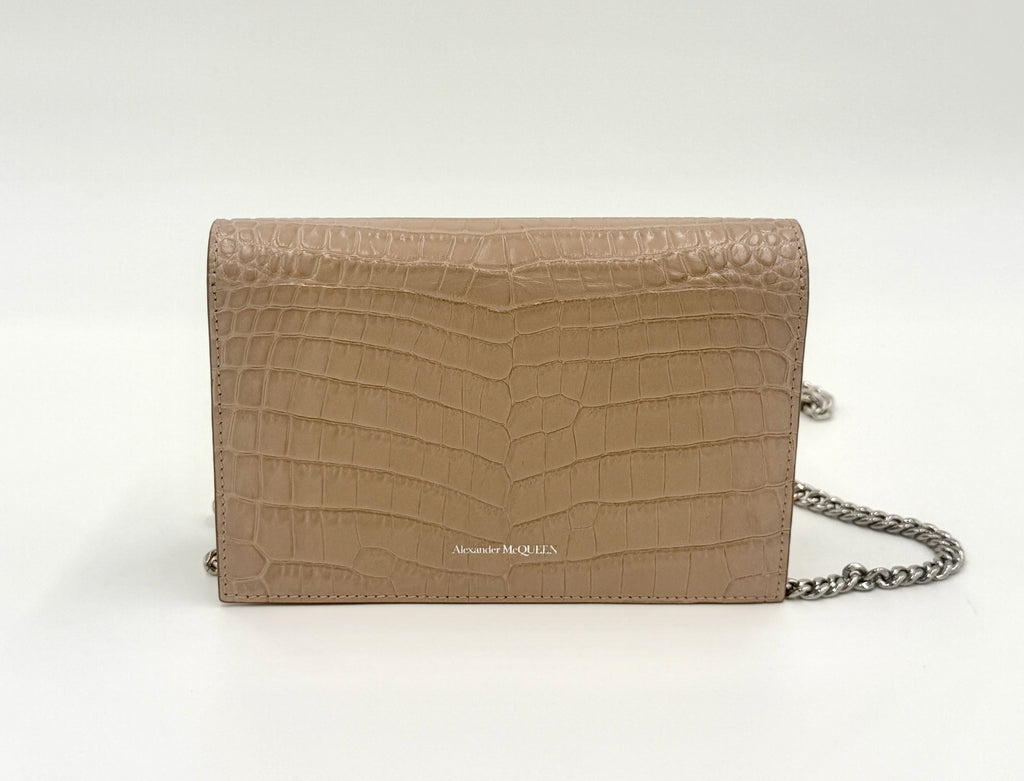 Pre-Owned Alexander McQueen Skull Croc Embossed Shoulder Bag - Authenticated