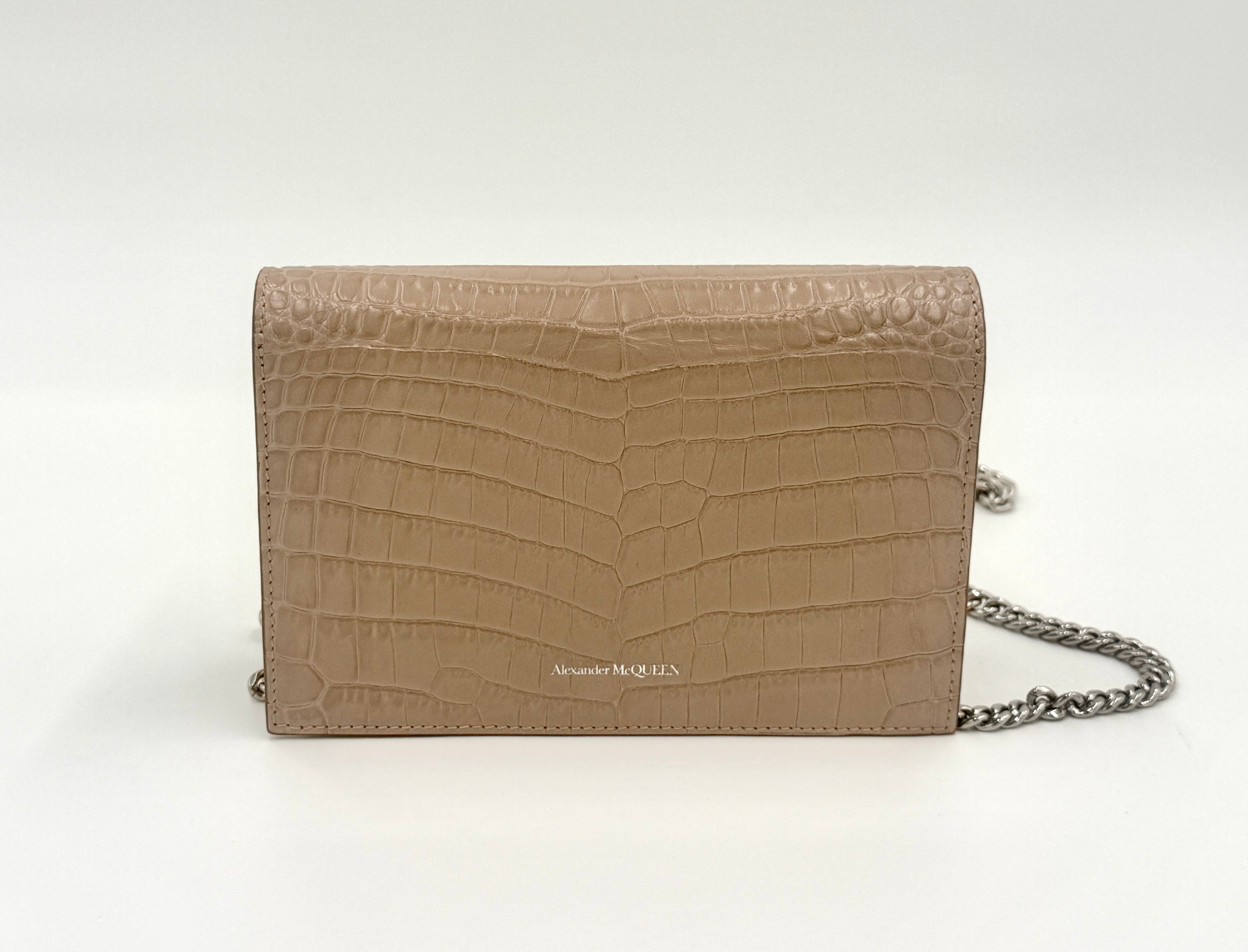 Pre-Owned Alexander McQueen Skull Croc Embossed Shoulder Bag - Authenticated