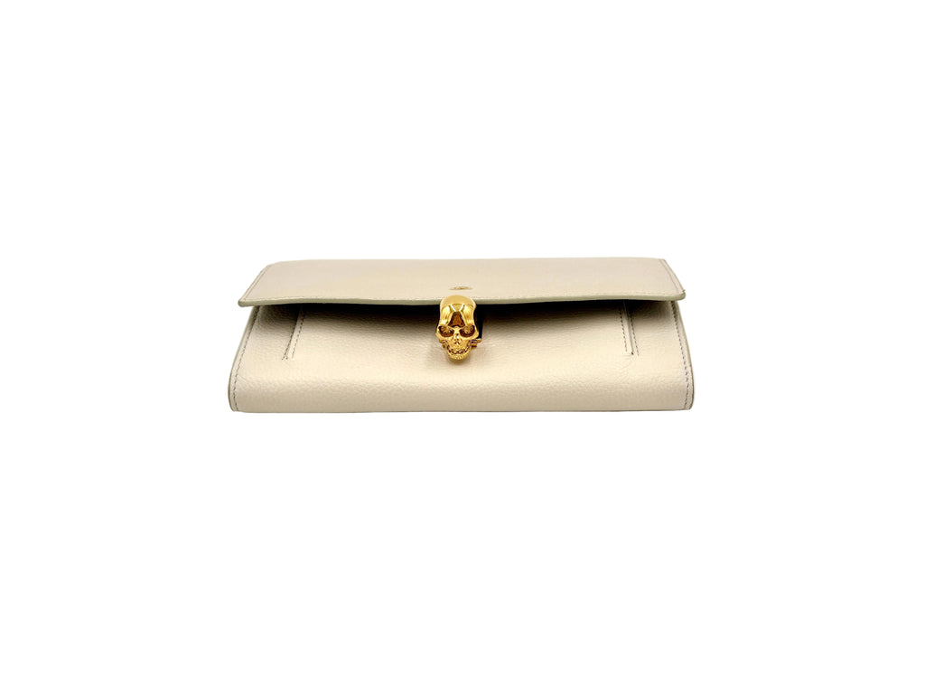 Pre-Owned Alexander McQueen Skull Clasp Wallet on Chain Ivory - Authenticated