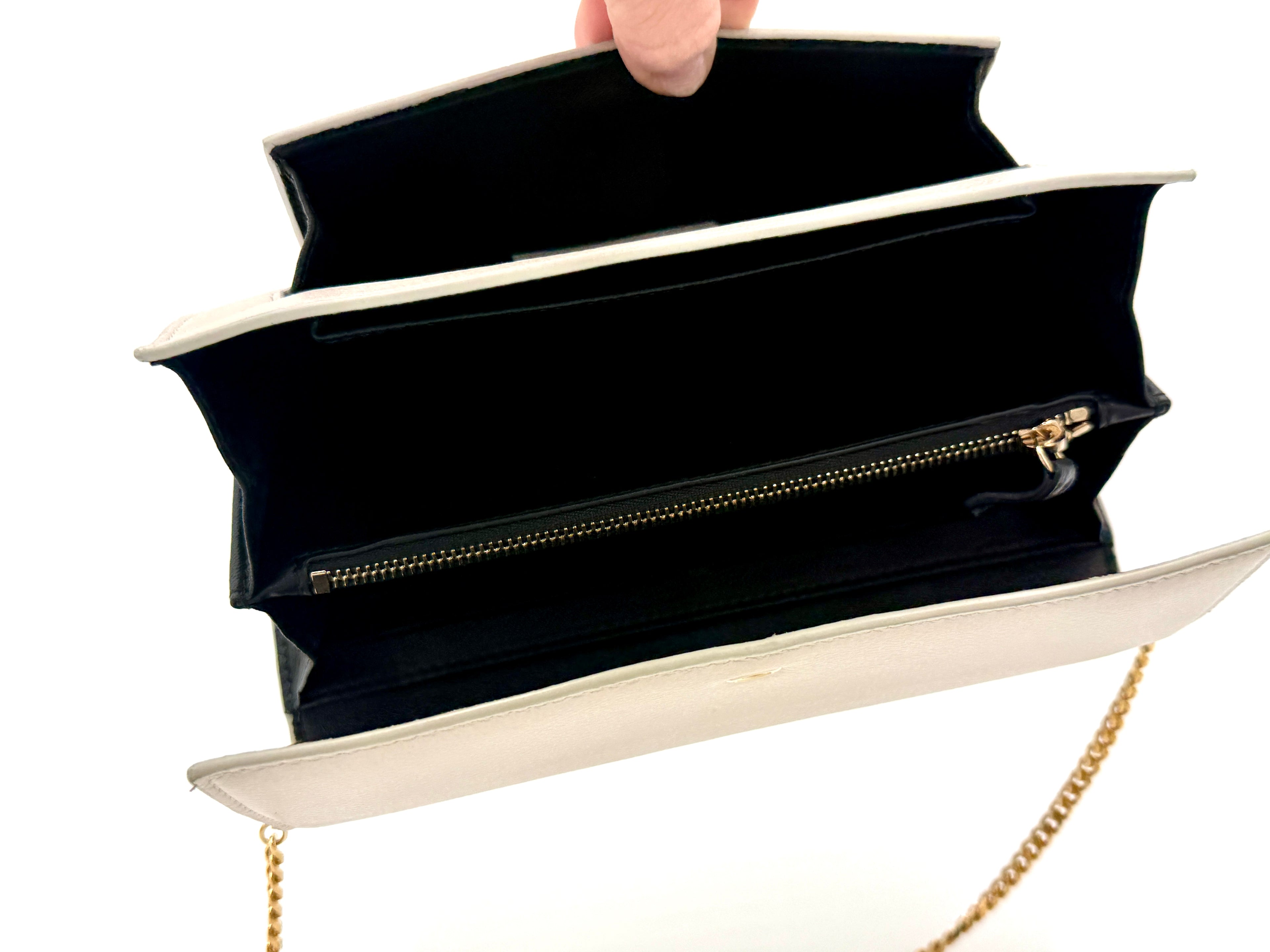 Pre-Owned Alexander McQueen Skull Clasp Wallet on Chain Ivory - Authenticated
