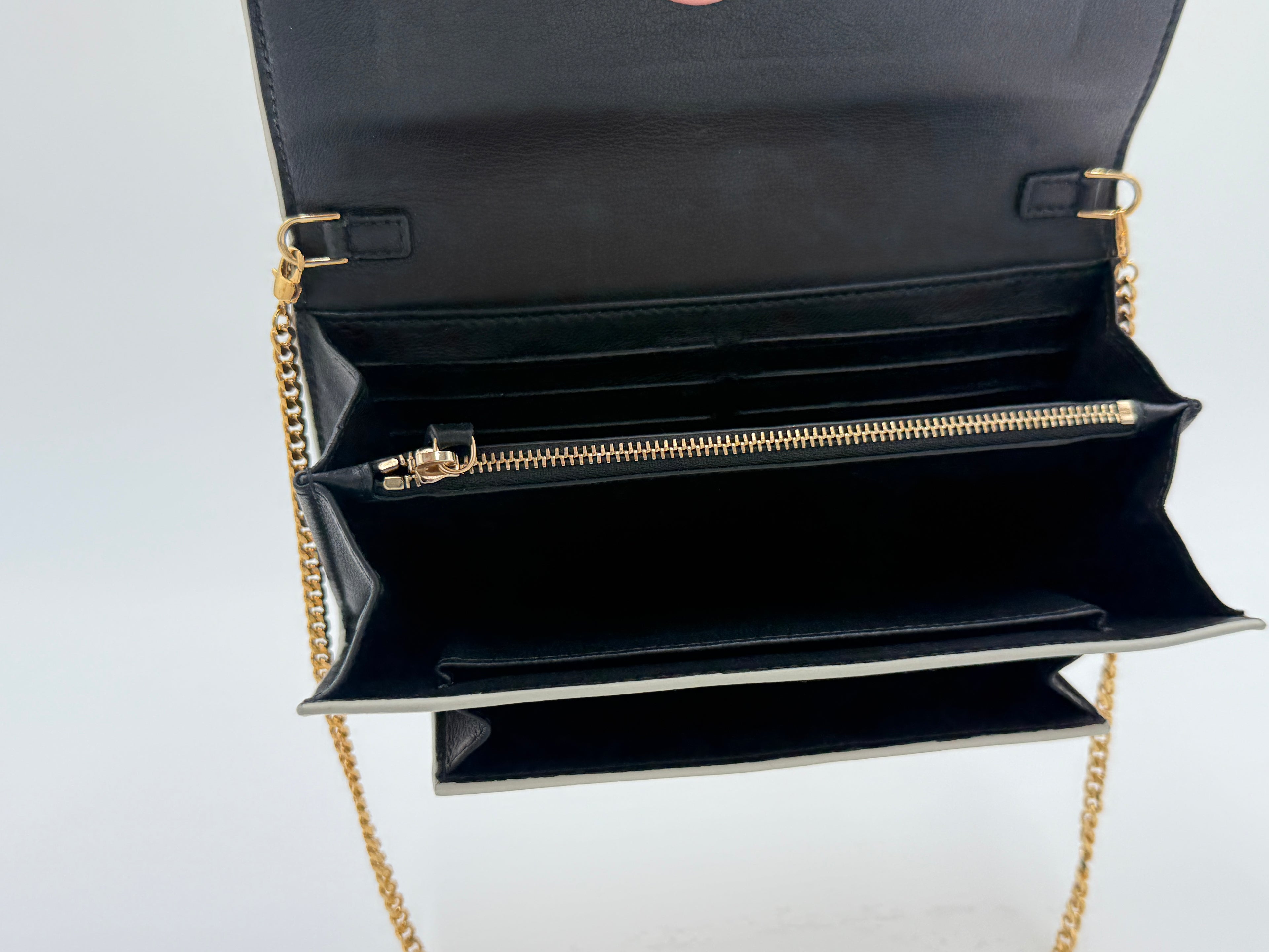 Pre-Owned Alexander McQueen Skull Clasp Wallet on Chain Ivory - Authenticated