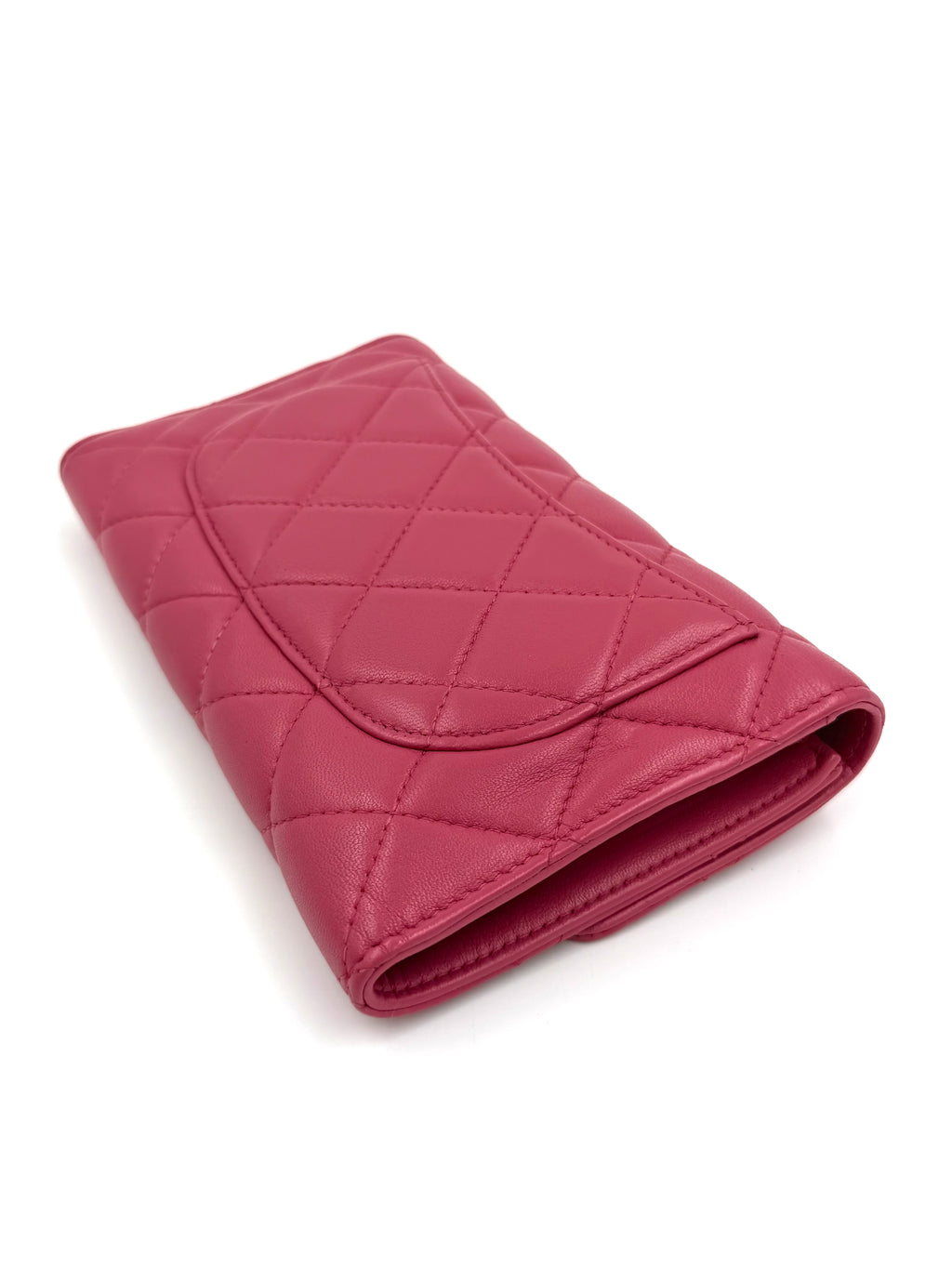 Pre-owned Chanel Dark Pink Quilted Leather Classic Flap Continental Wallet - Authenticated