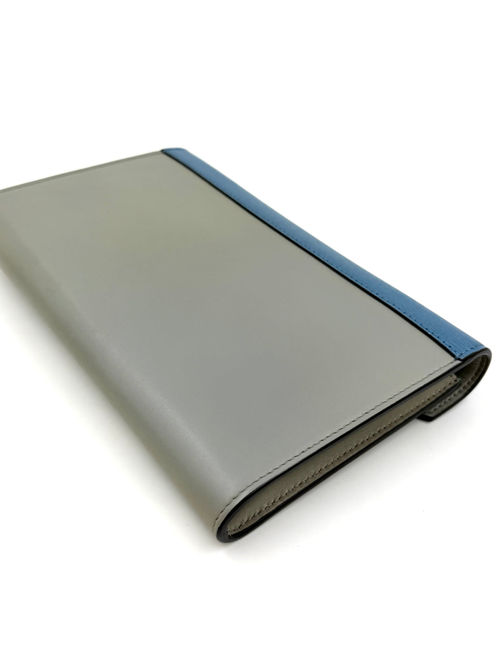 Pre-owned Celine Blue Tri-Color Calfskin Leather Large Wallet on Chain - Authenticated
