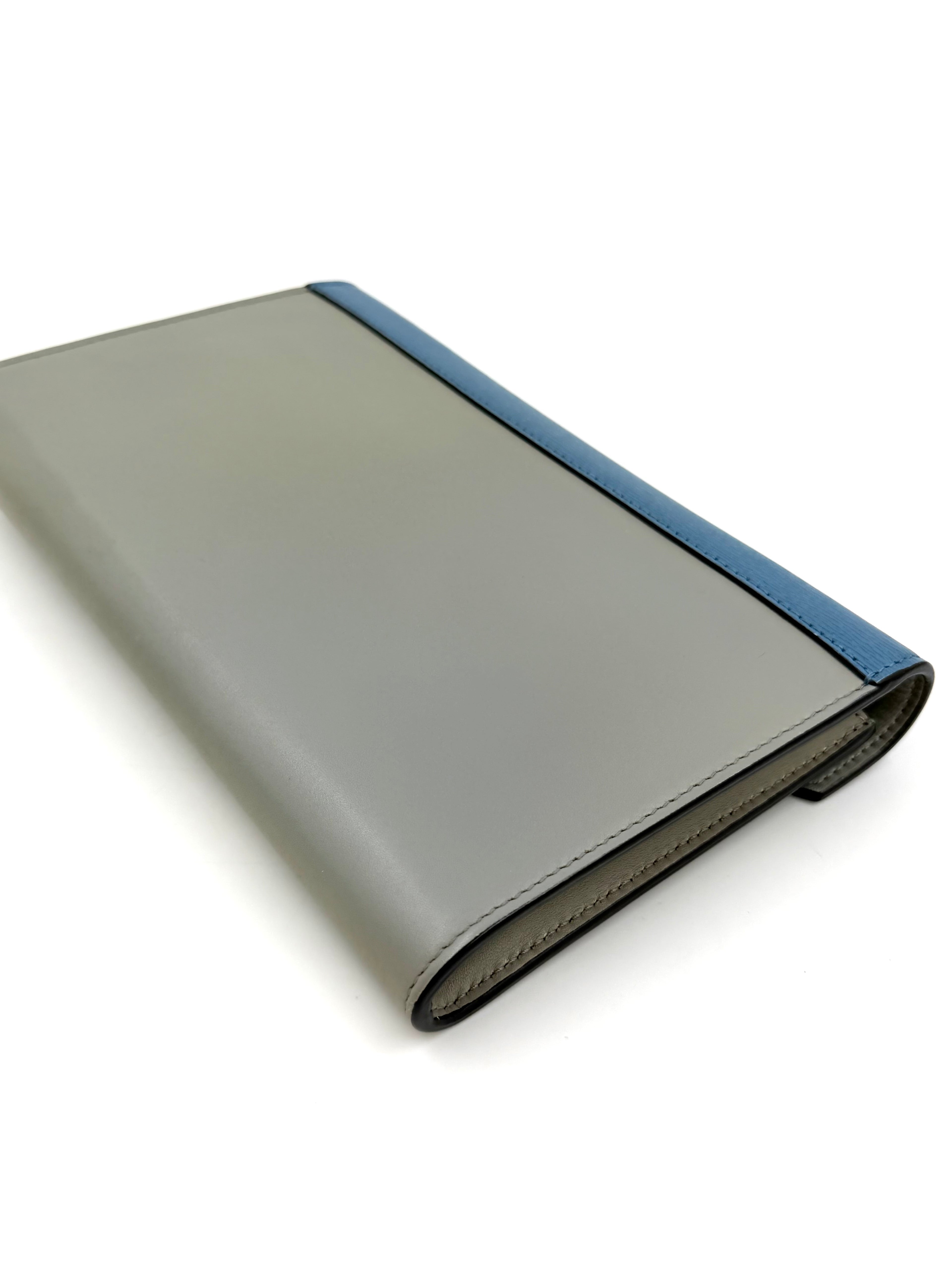 Pre-owned Celine Blue Tri-Color Calfskin Leather Large Wallet on Chain - Authenticated