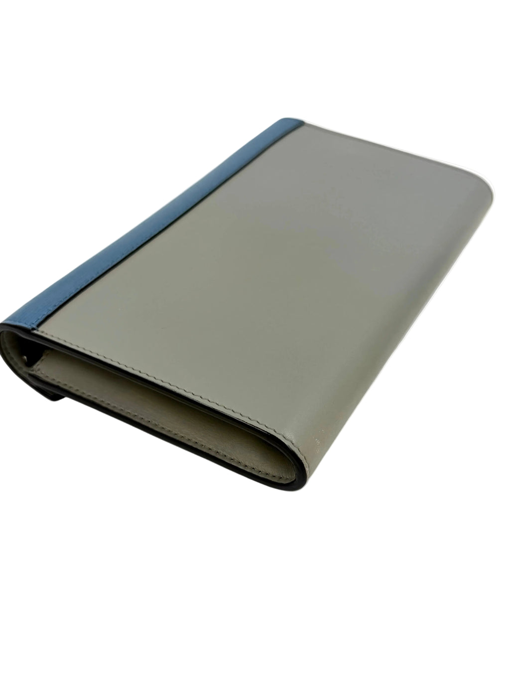 Pre-owned Celine Blue Tri-Color Calfskin Leather Large Wallet on Chain - Authenticated