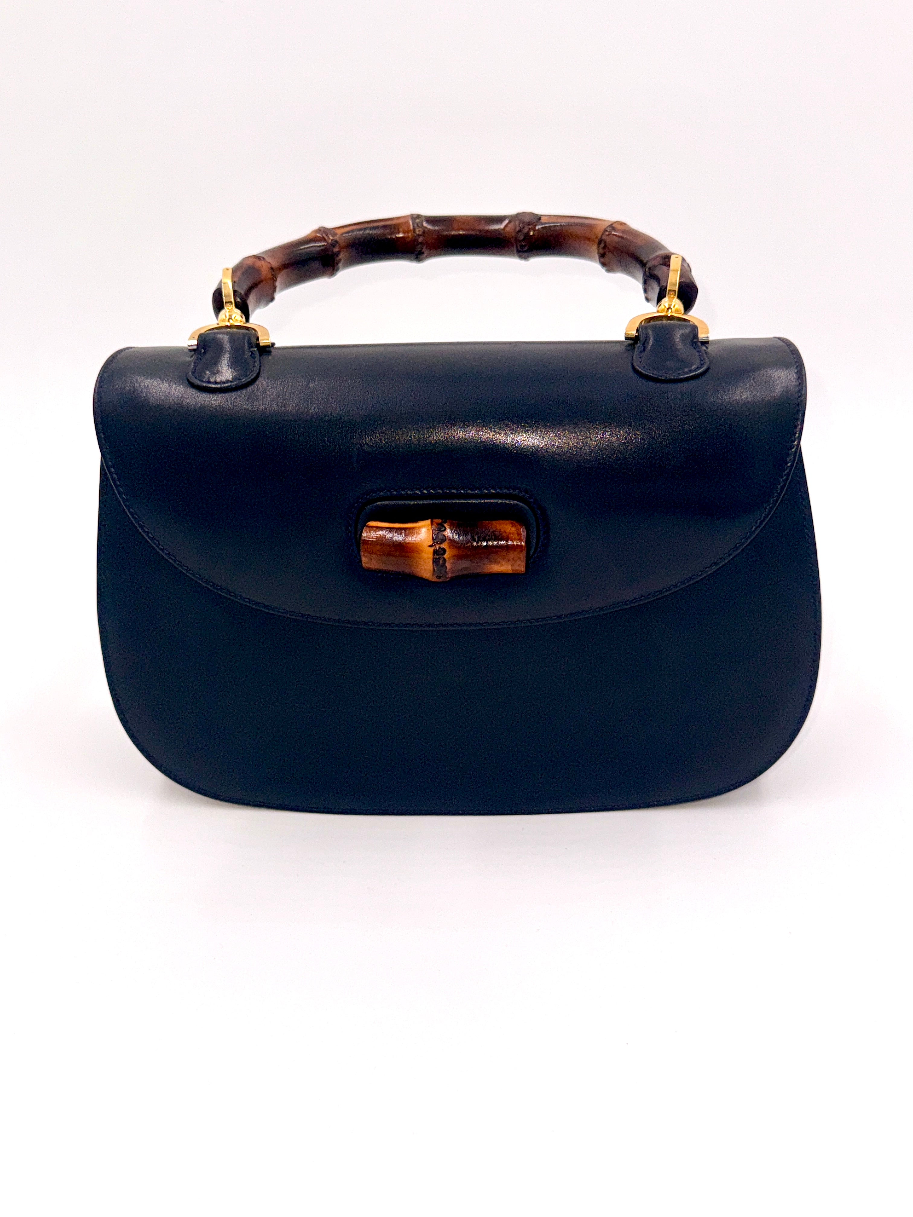 Pre-Owned Gucci Bamboo 1947 Medium Top Handle Bag in Dark Blue - Authenticated