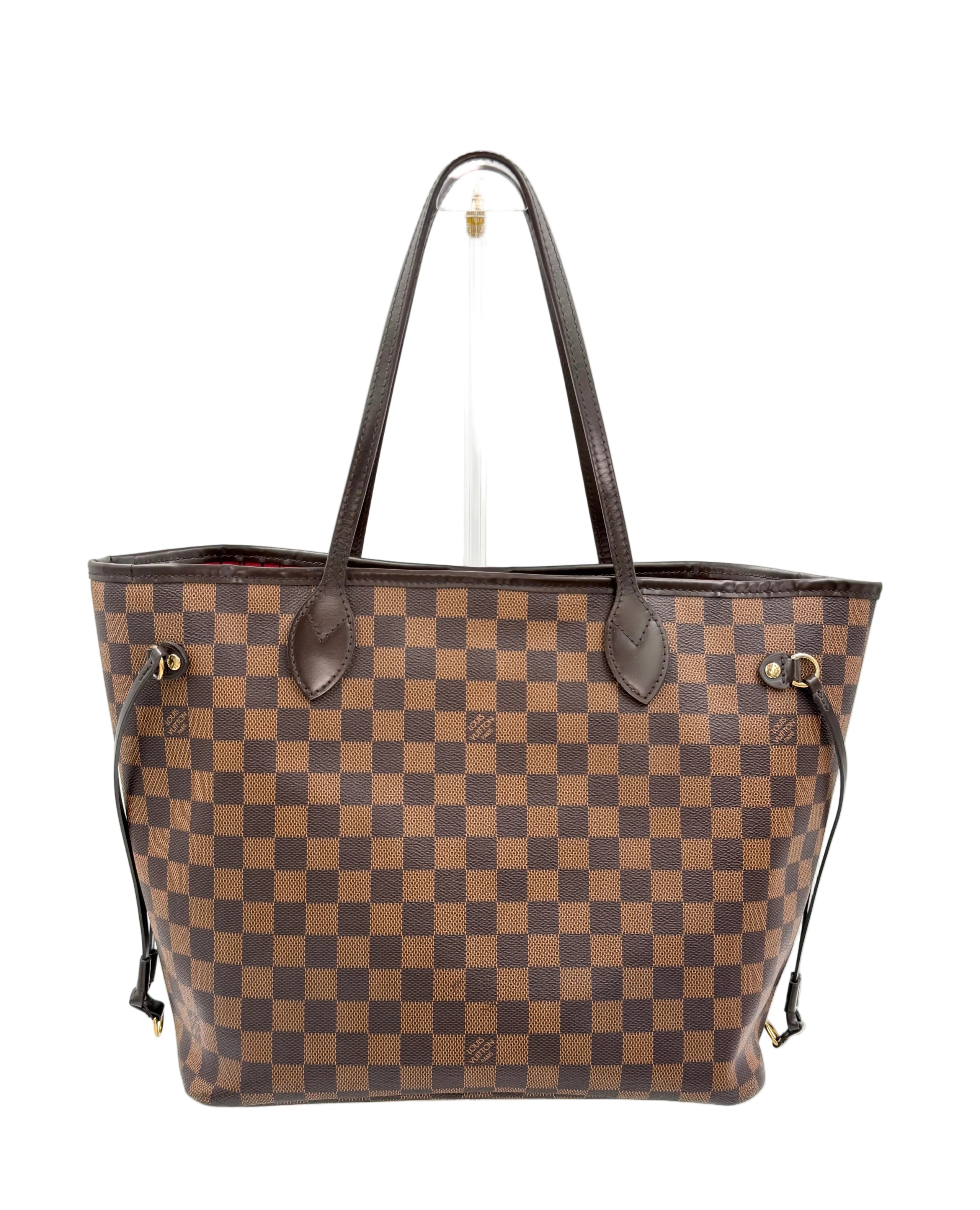 Pre-owned Louis Vuitton Damier Ebene Neverfull MM with Pouch - Authenticated