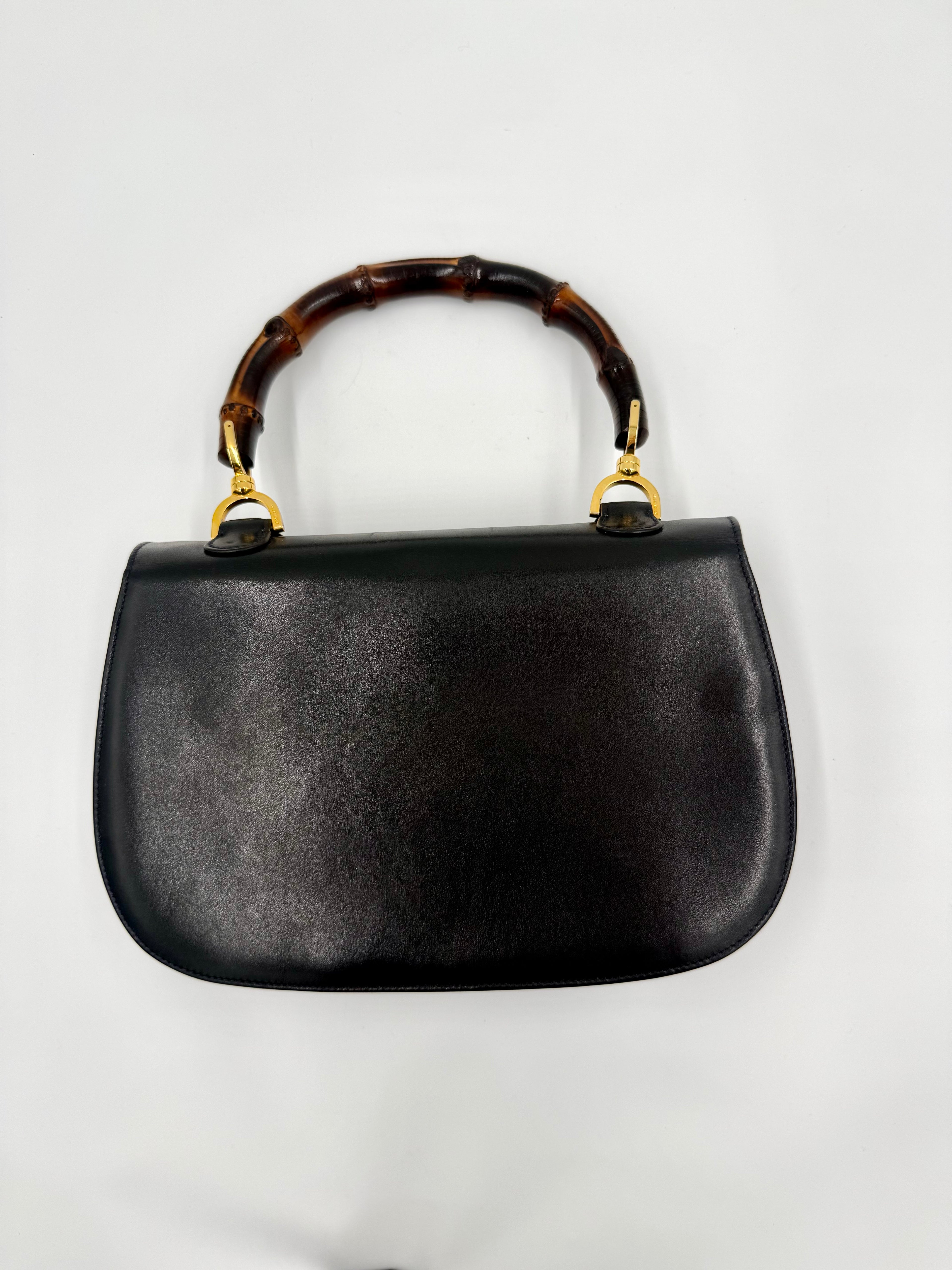 Pre-Owned Gucci Bamboo 1947 Medium Top Handle Bag in Dark Blue - Authenticated