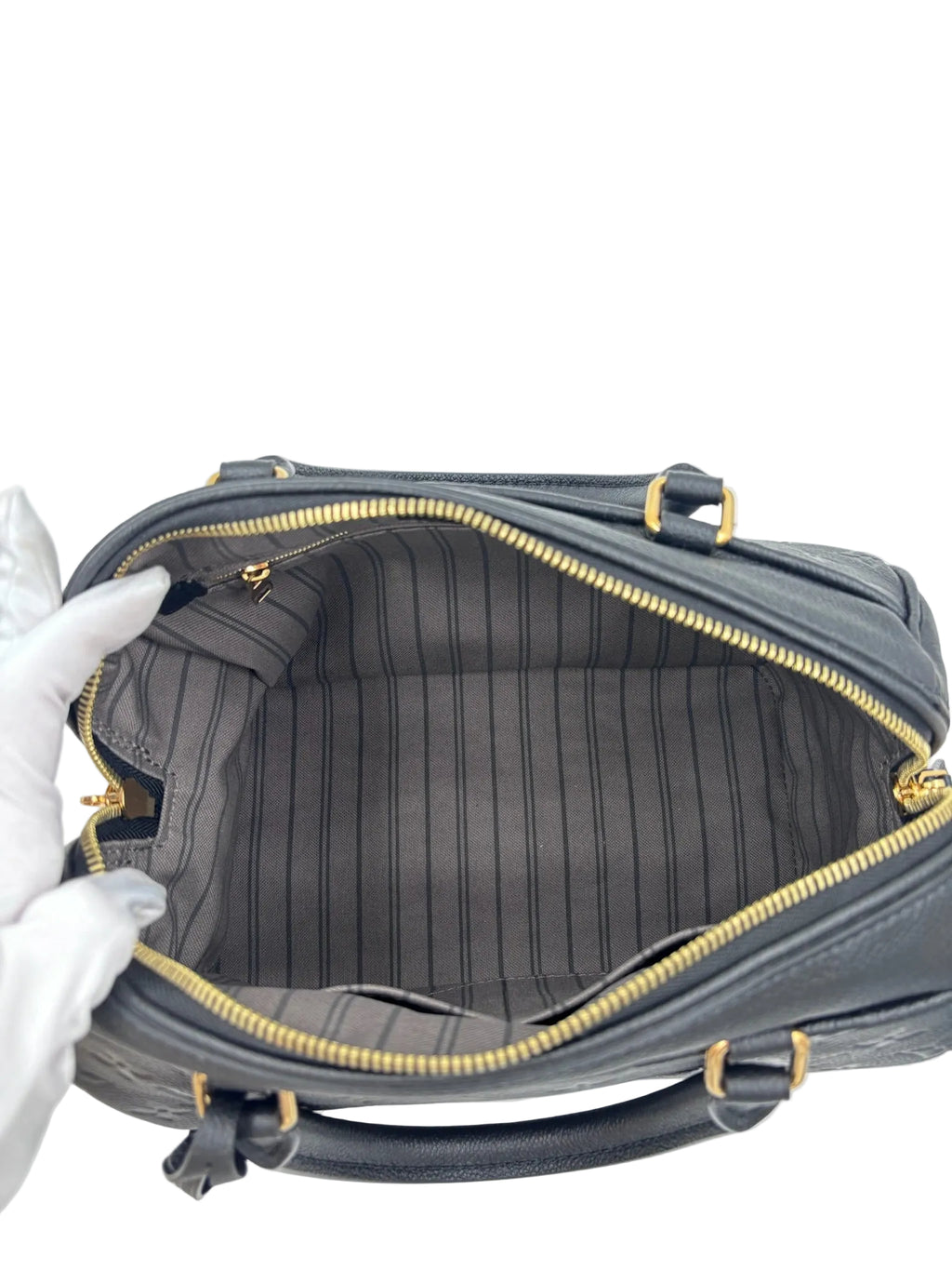 Pre-owned Louis Vuitton Speedy Bandoulière 25 Black Monogram Empreinte Leather - Authenticated
