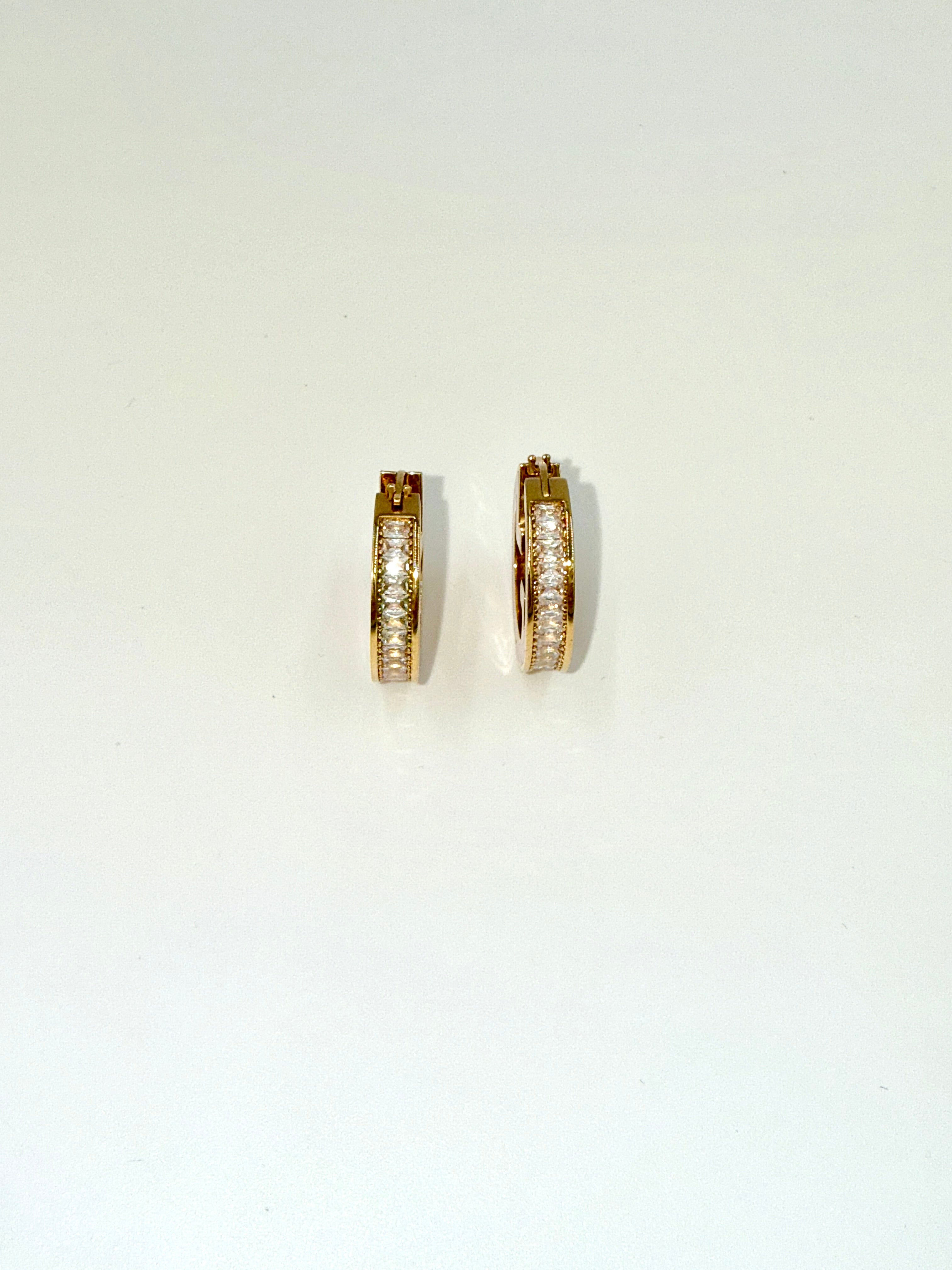 Pre-Owned Gucci GG Enamel and Gold Crystal Hoop Earrings - Authenticated