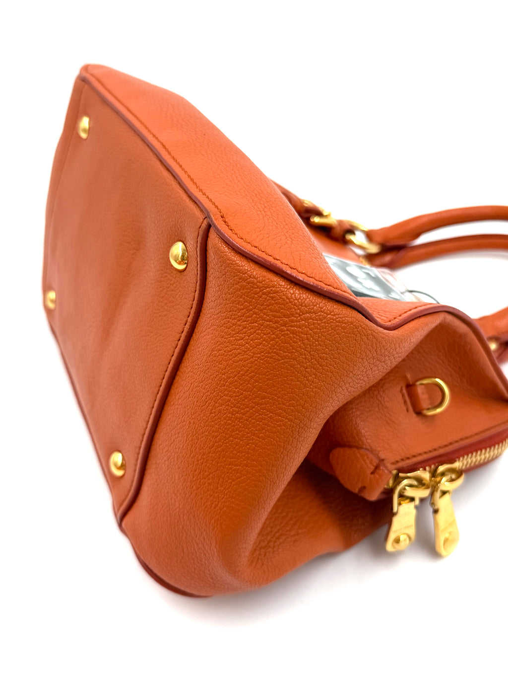 Pre-owned Miu Miu Madras Leather Bowler Bag in Orange - Authenticated