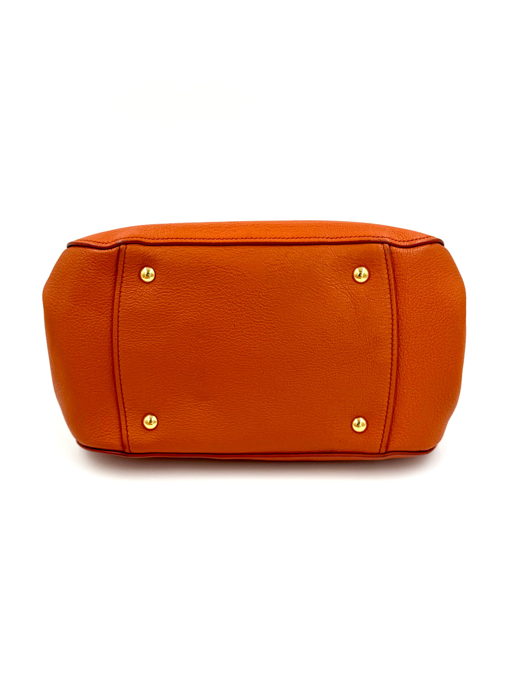 Pre-owned Miu Miu Madras Leather Bowler Bag in Orange - Authenticated