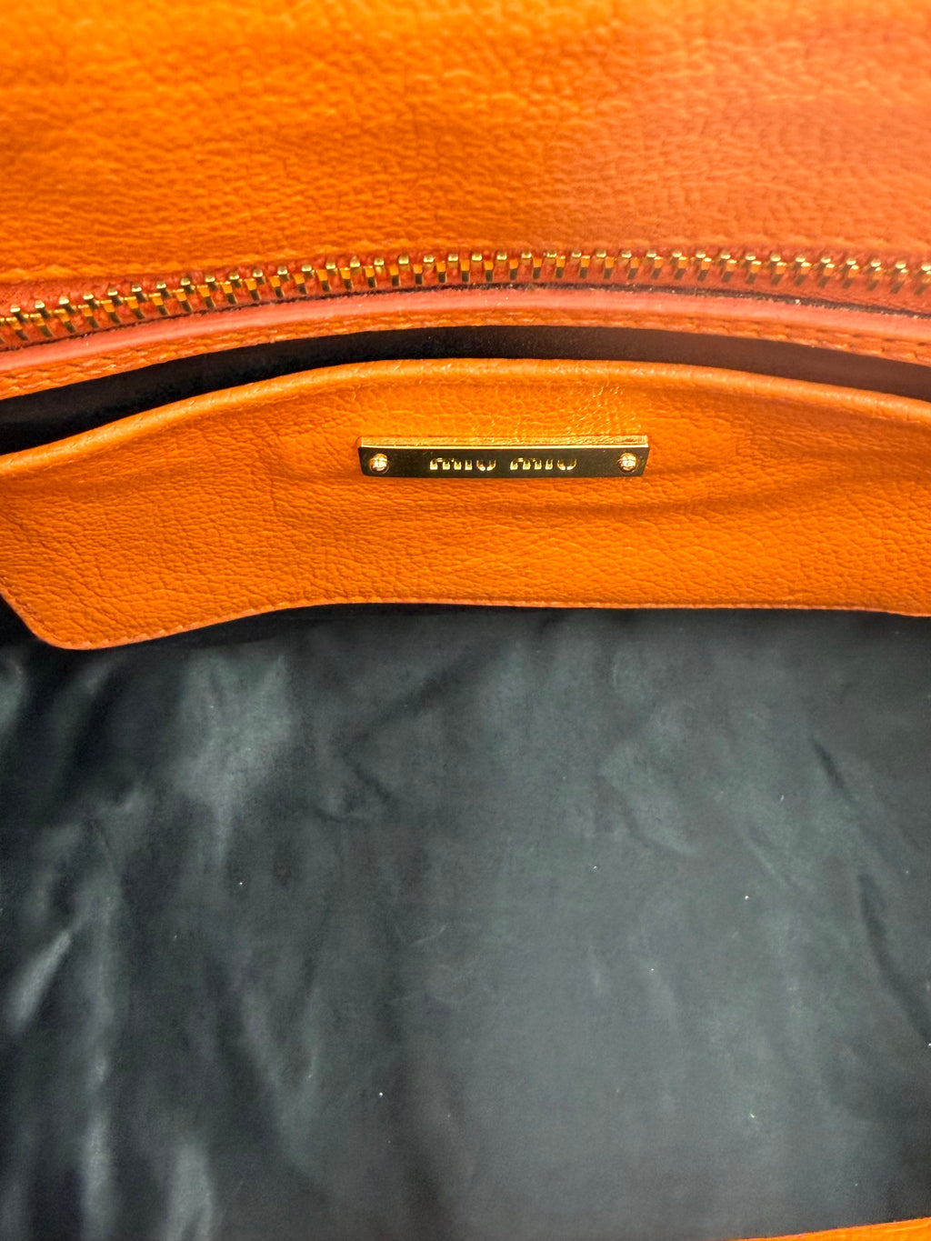 Pre-owned Miu Miu Madras Leather Bowler Bag in Orange - Authenticated