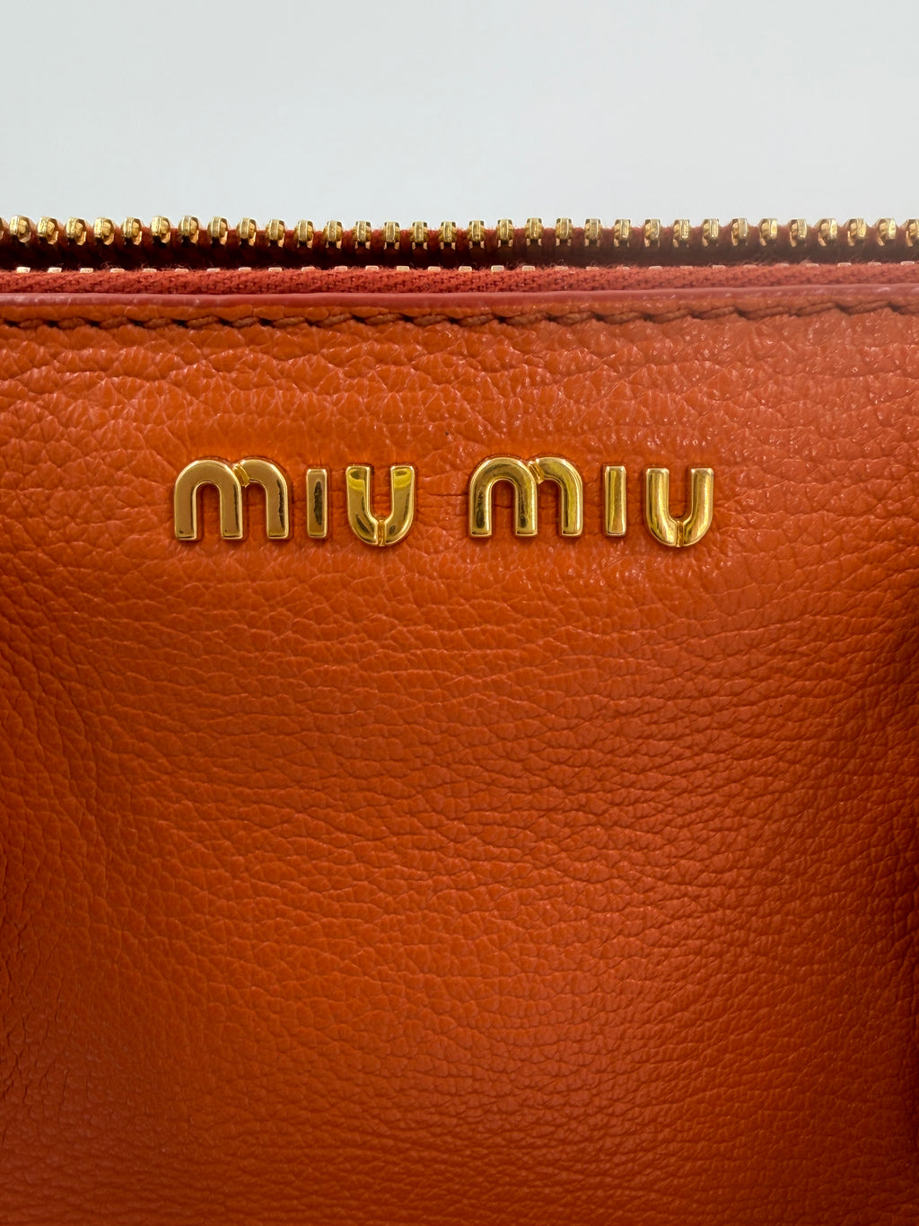 Pre-owned Miu Miu Madras Leather Bowler Bag in Orange - Authenticated