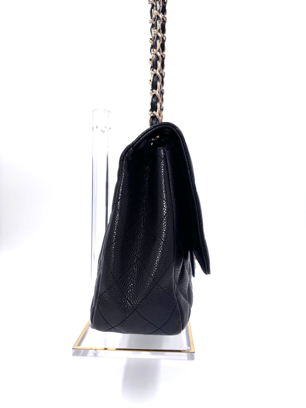 Pre-owned Chanel Black Caviar Single Flap Jumbo 24k Gold Plated Hardware - Authenticated