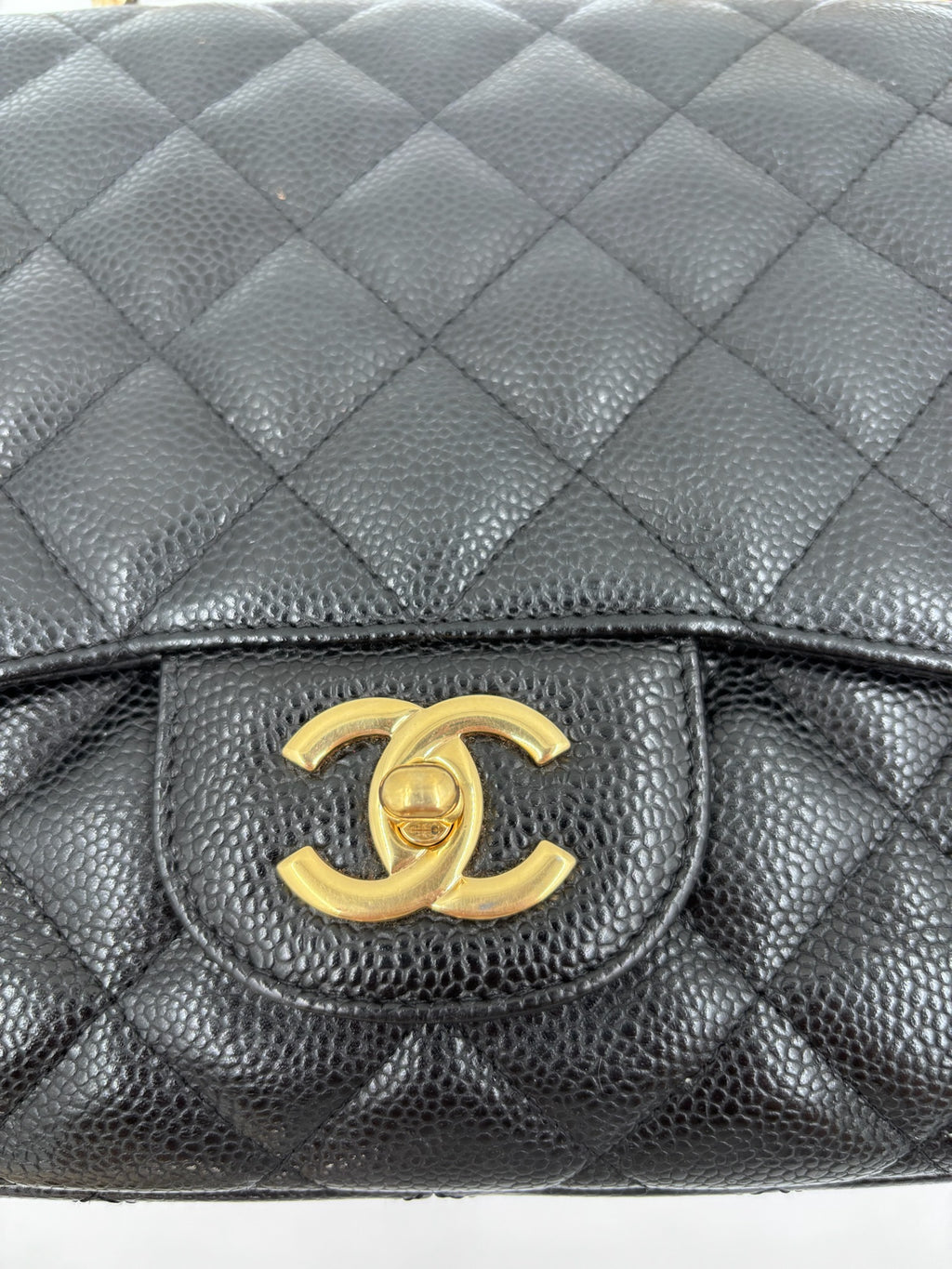 Pre-owned Chanel Black Caviar Single Flap Jumbo 24k Gold Plated Hardware - Authenticated