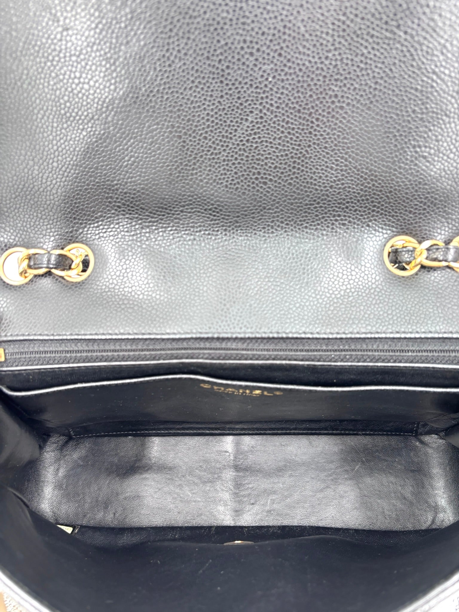 Pre-owned Chanel Black Caviar Single Flap Jumbo 24k Gold Plated Hardware - Authenticated