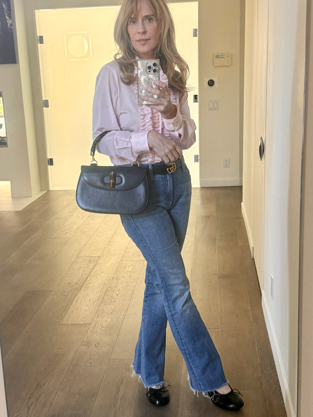 Pre-Owned Gucci Bamboo 1947 Medium Top Handle Bag in Dark Blue - Authenticated