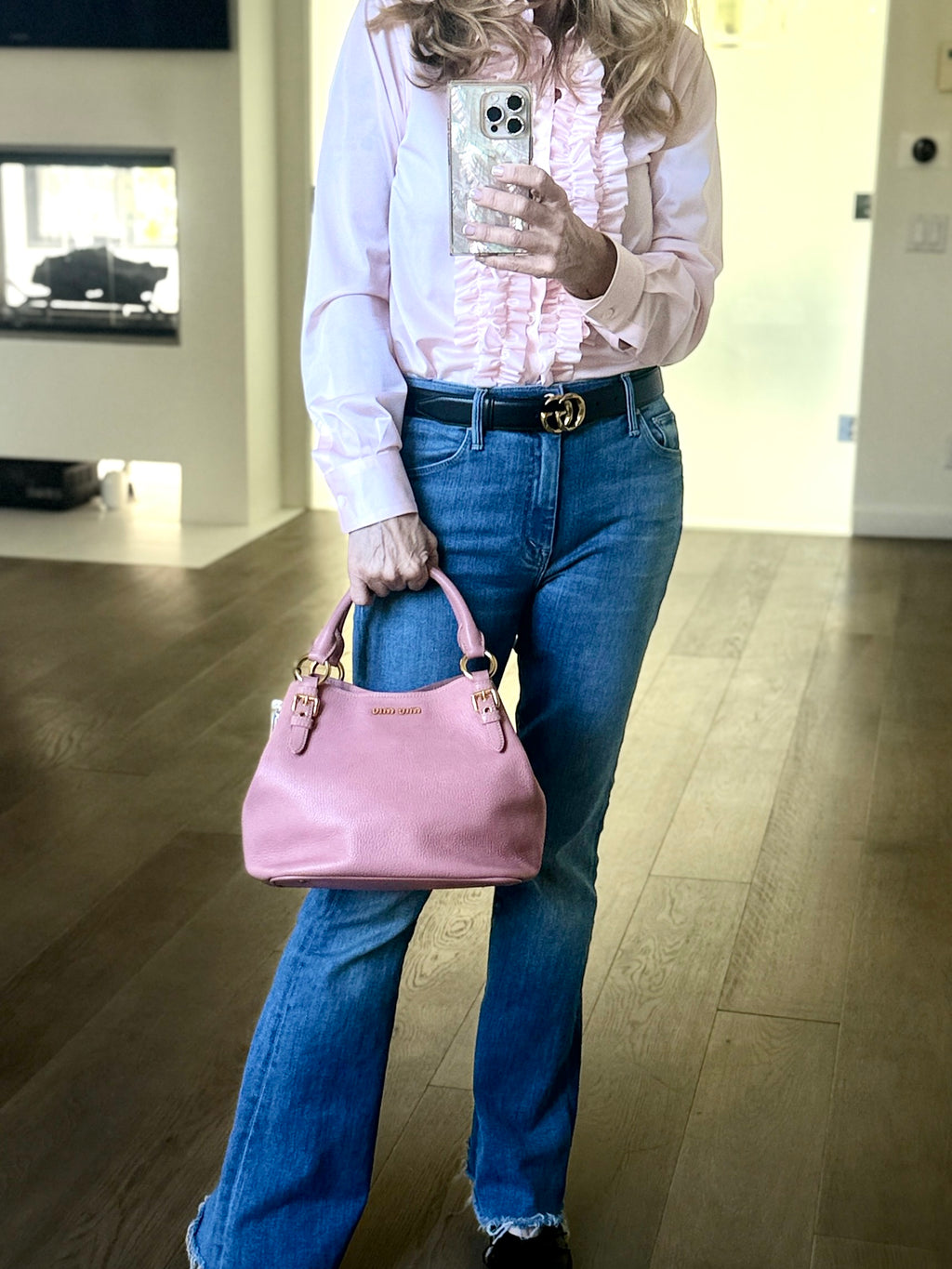 Pre-Owned Miu Miu Rose Pink Convertible Madras Bag - Authenticated