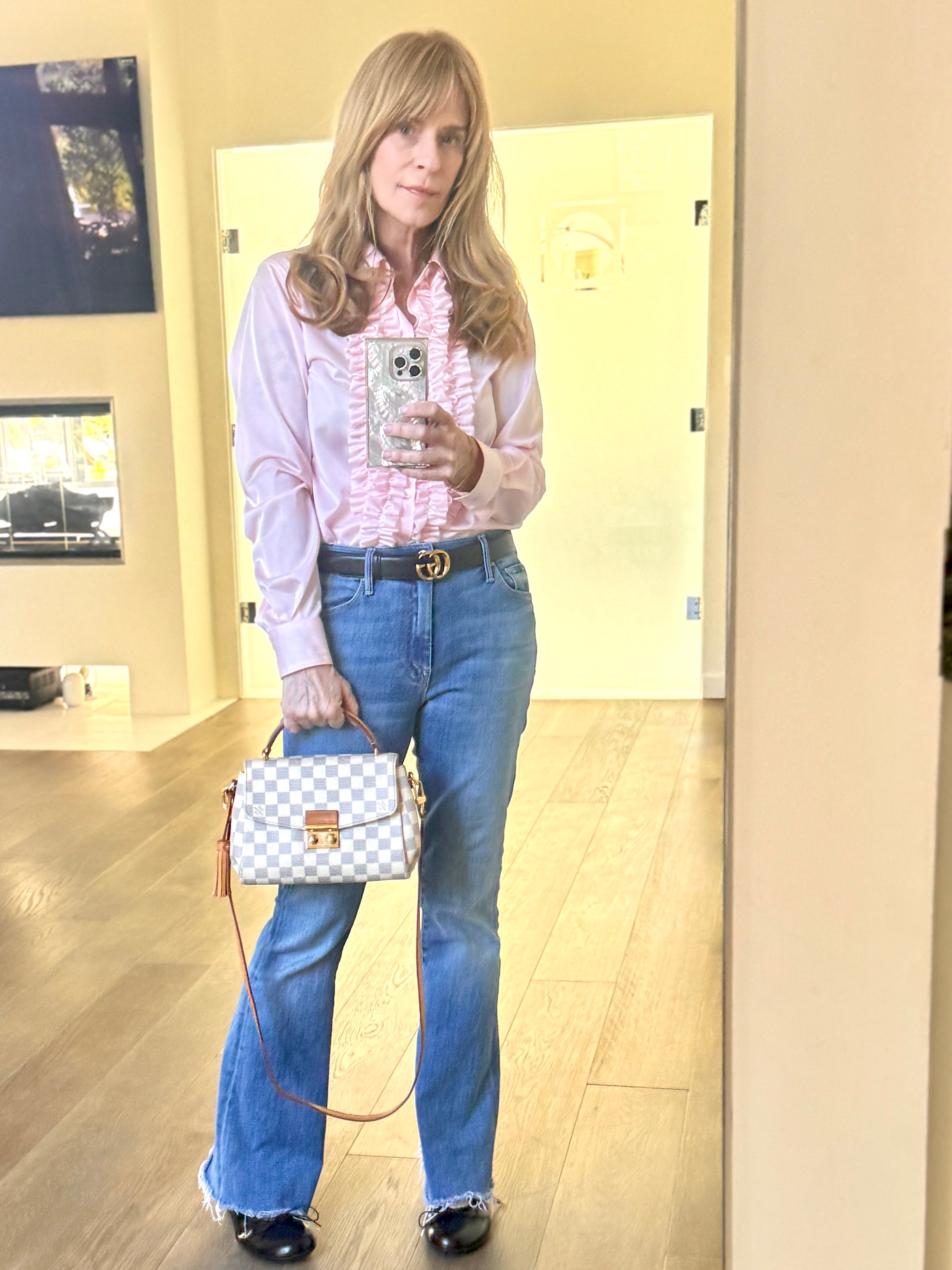 Pre-Owned Louis Vuitton Croisette Damier Azur Canvas Top Handle Bag with Crossbody Strap - Authenticated
