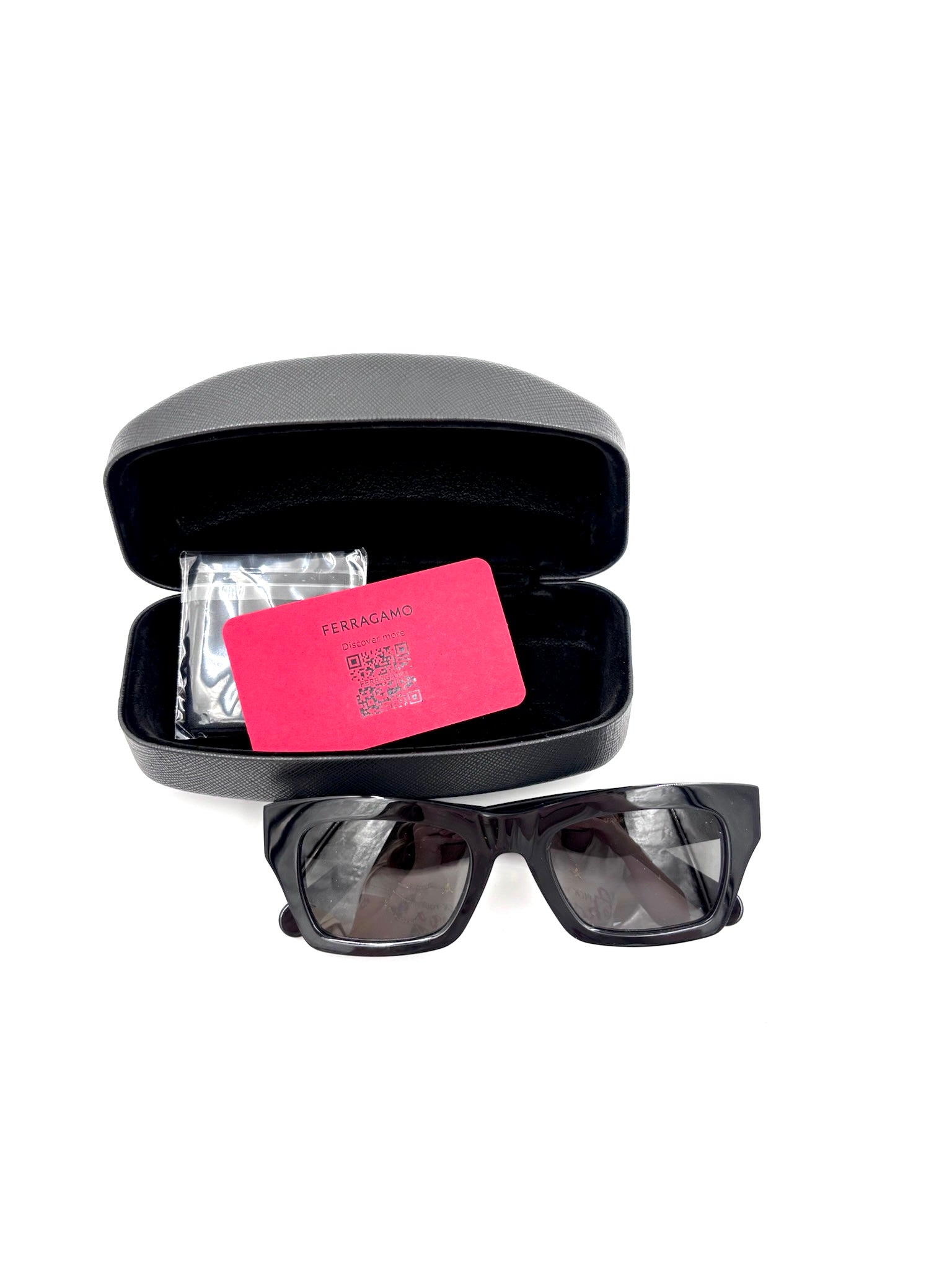 Ferragamo Large Black Rectangle Sunglasses