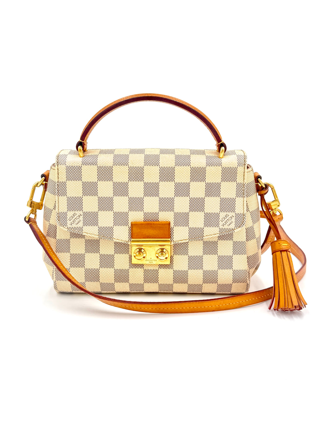 Pre-Owned Louis Vuitton Croisette Damier Azur Canvas Top Handle Bag with Crossbody Strap - Authenticated