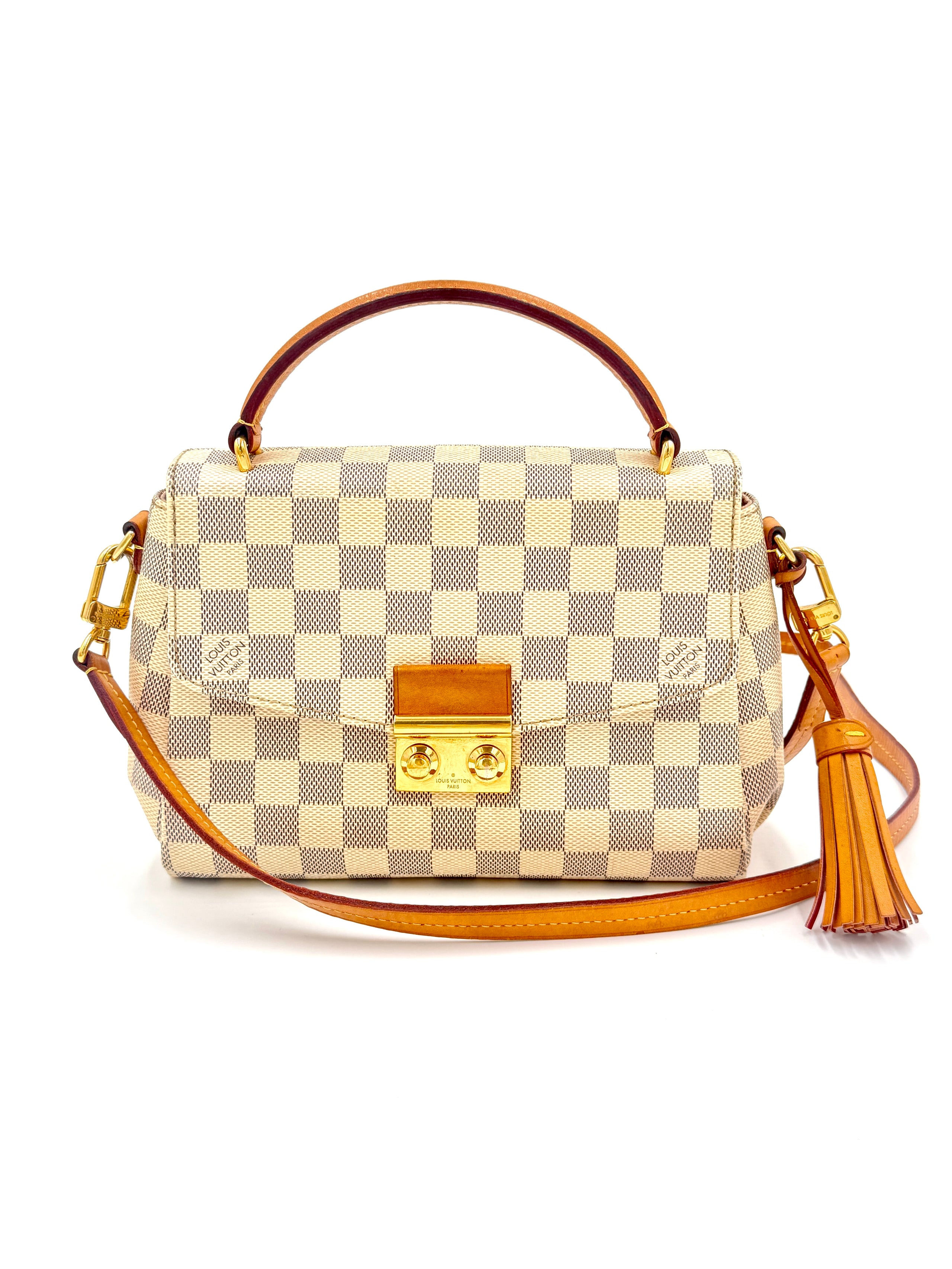 Pre-Owned Louis Vuitton Croisette Damier Azur Canvas Top Handle Bag with Crossbody Strap - Authenticated