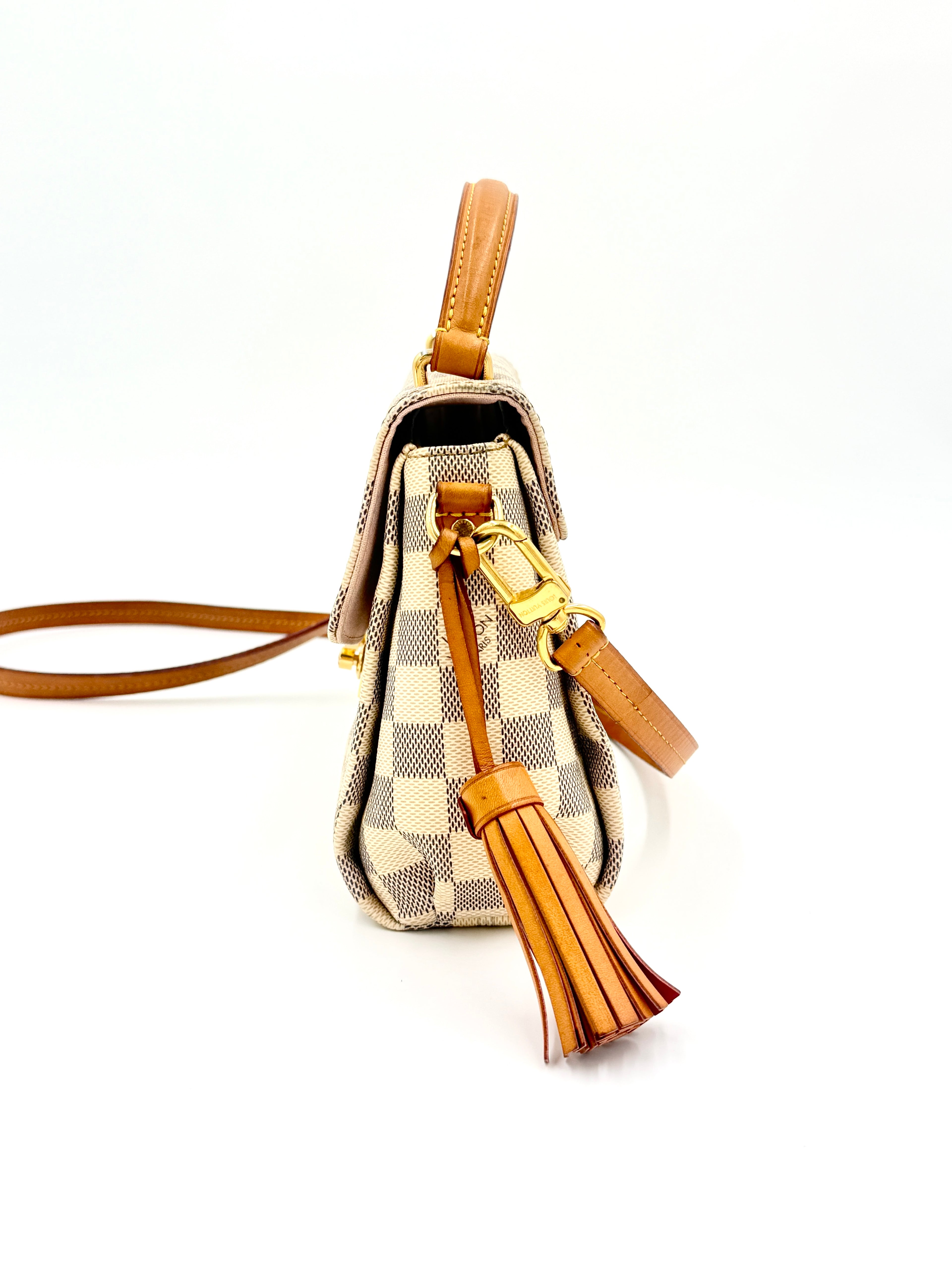 Pre-Owned Louis Vuitton Croisette Damier Azur Canvas Top Handle Bag with Crossbody Strap - Authenticated
