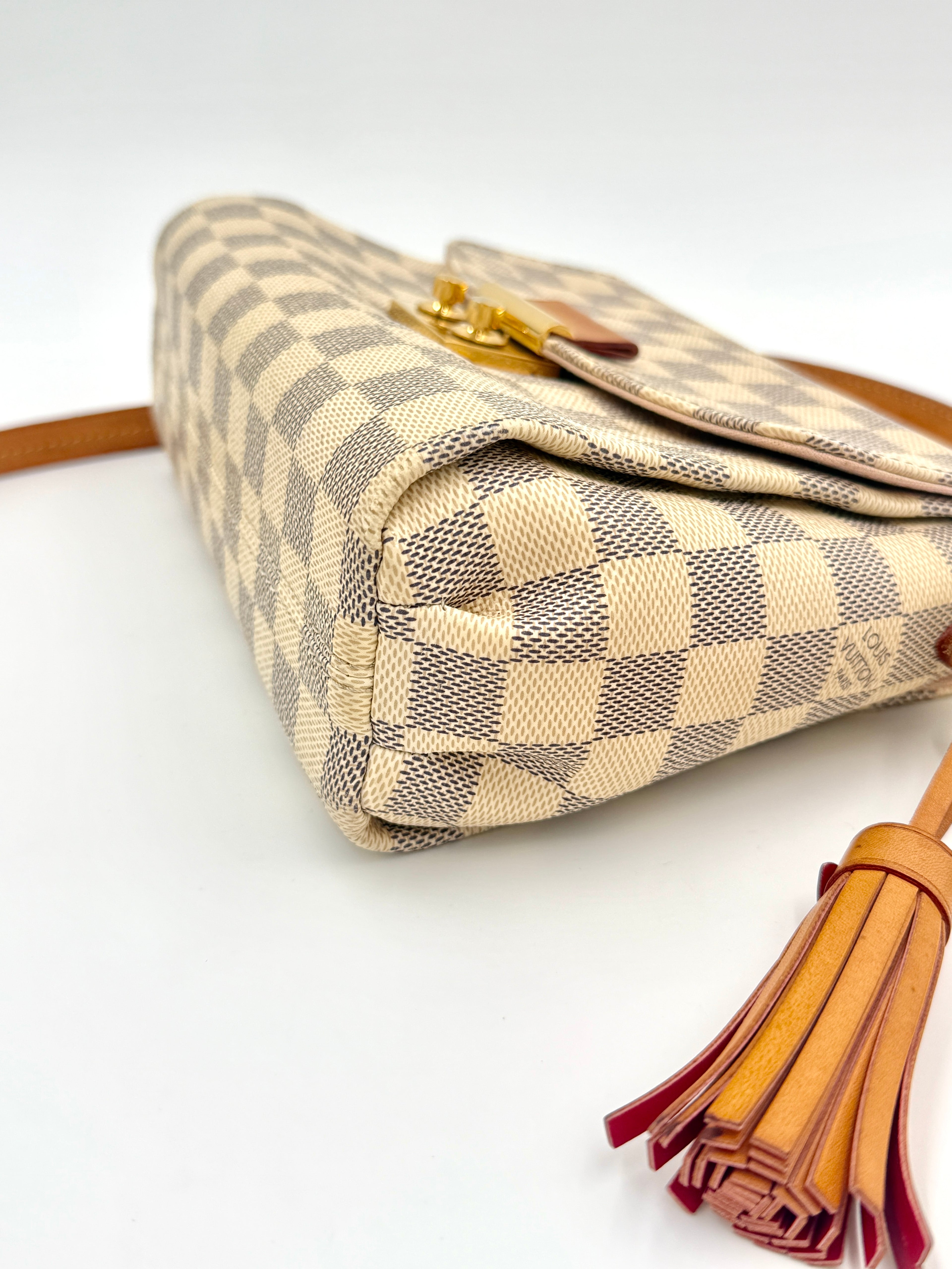 Pre-Owned Louis Vuitton Croisette Damier Azur Canvas Top Handle Bag with Crossbody Strap - Authenticated