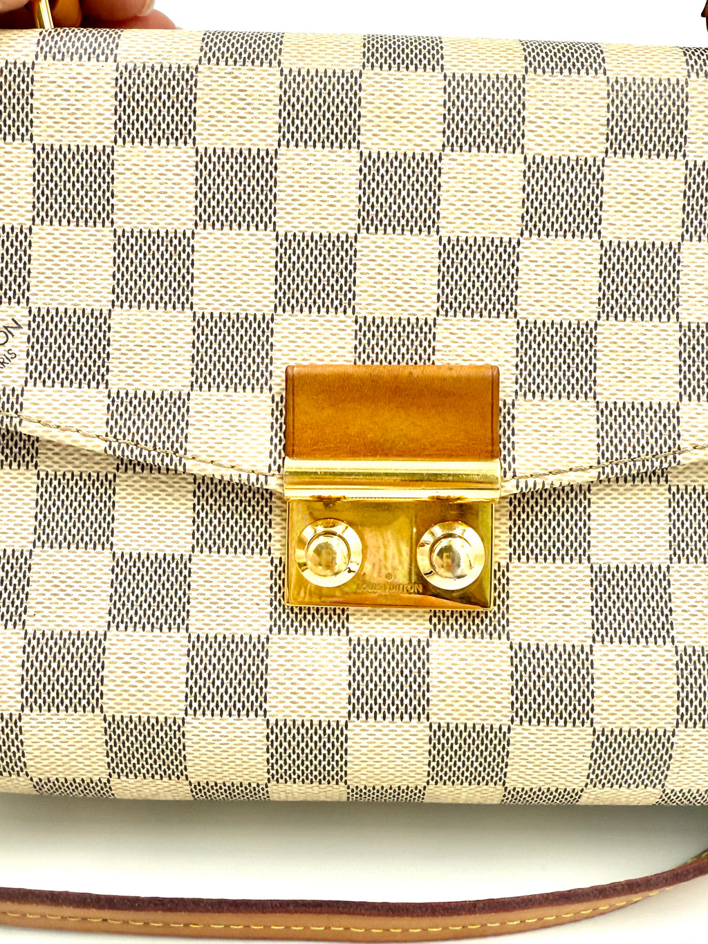 Pre-Owned Louis Vuitton Croisette Damier Azur Canvas Top Handle Bag with Crossbody Strap - Authenticated