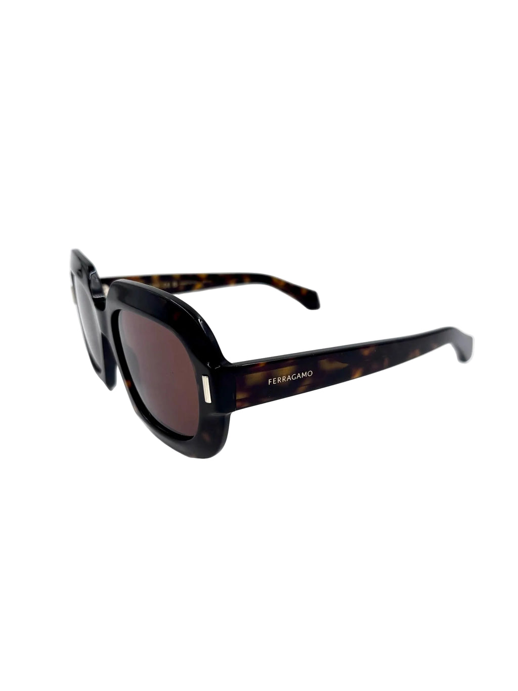 Salvatore Ferragamo Brown Tortoiseshell Oversized Sunglasses
