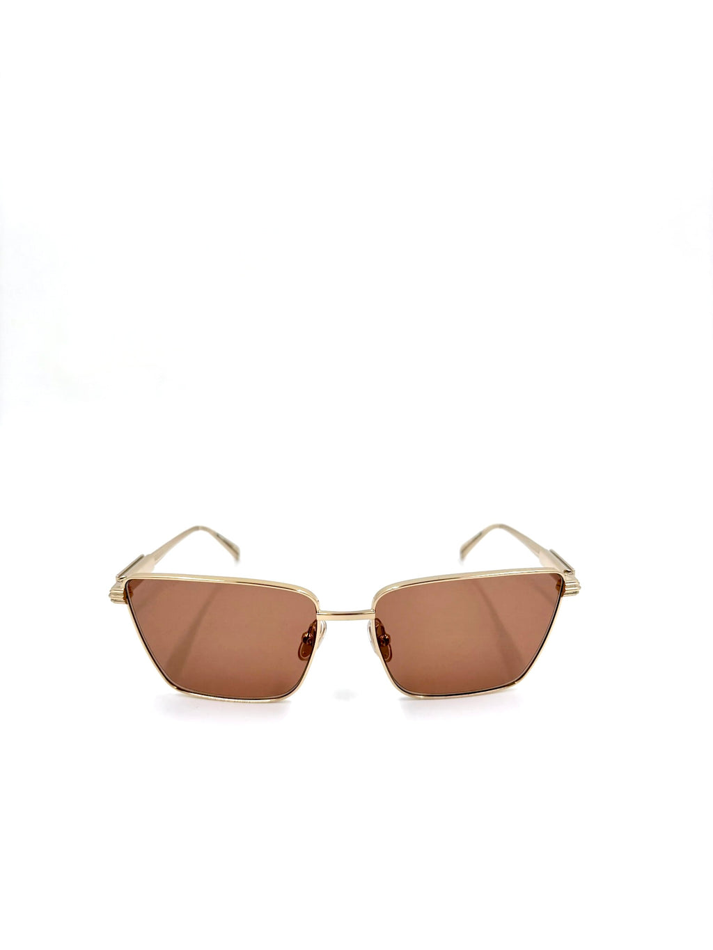 Ferragamo Gold Frame Sunglasses with Brown Lenses