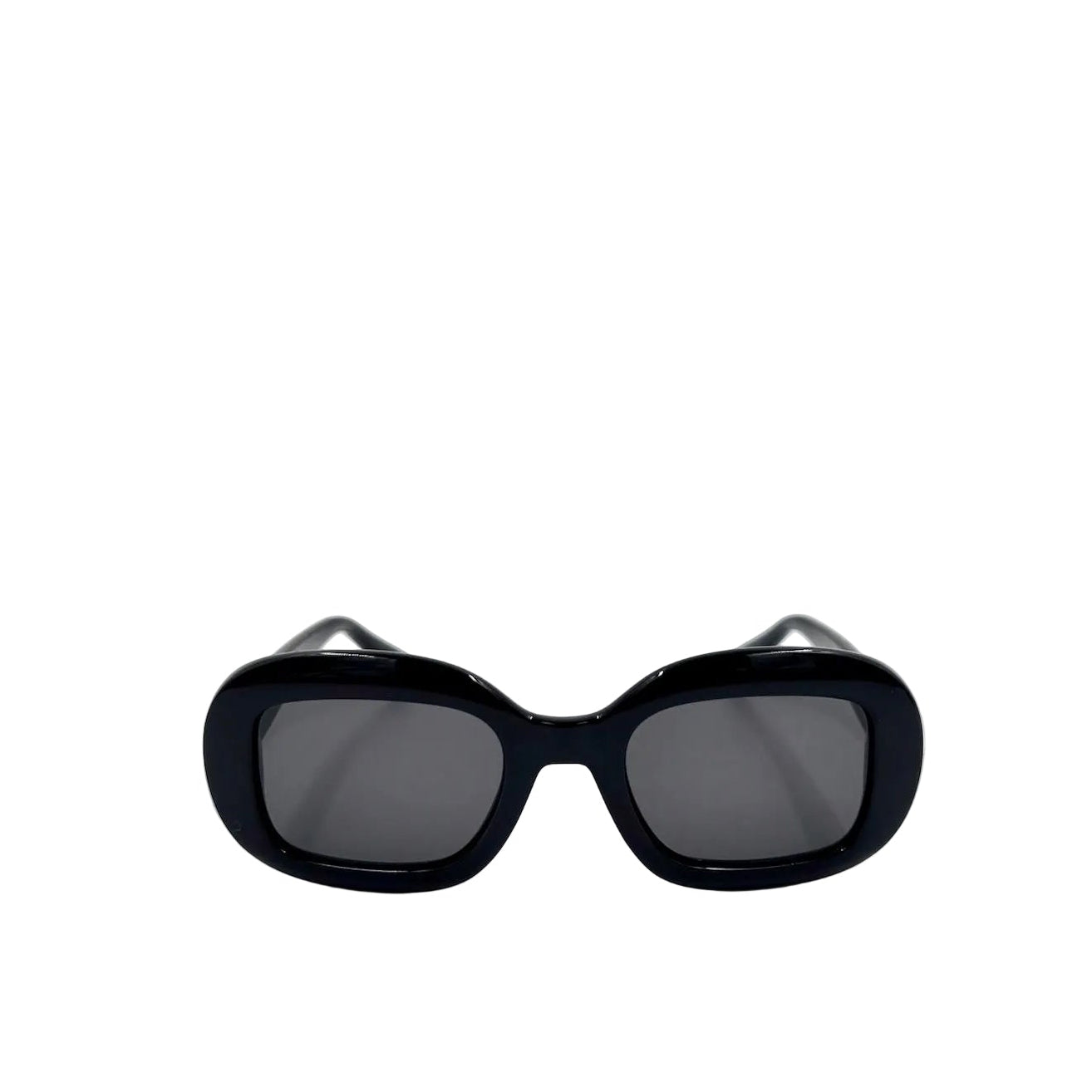 Salvatore Ferragamo Large Black Oval Acetate Sunglasses Silver Logo Hardware