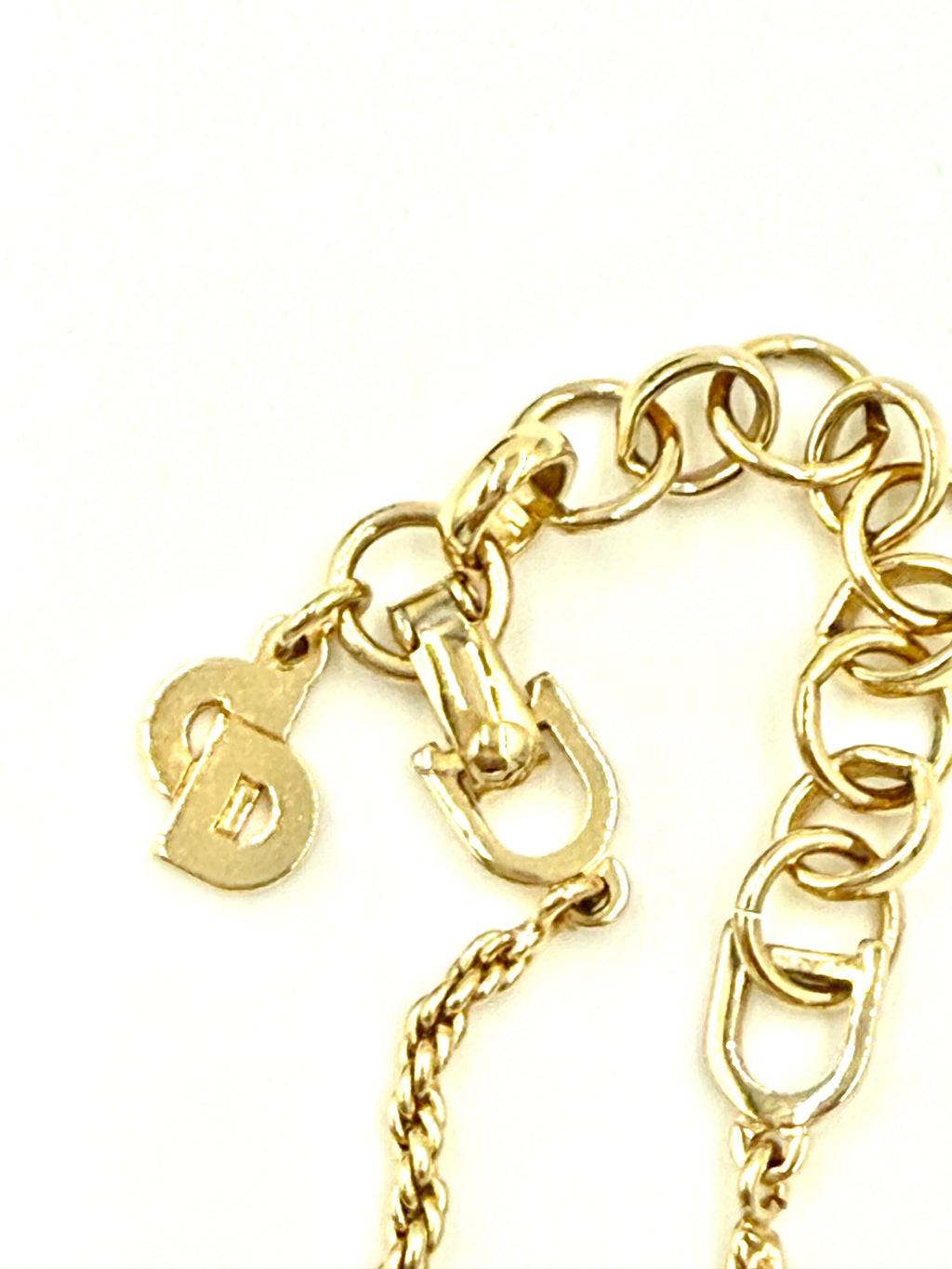 Pre-Owned Christian Dior Vintage CD Black Enamel and Gold Plate Necklace - Authenticated