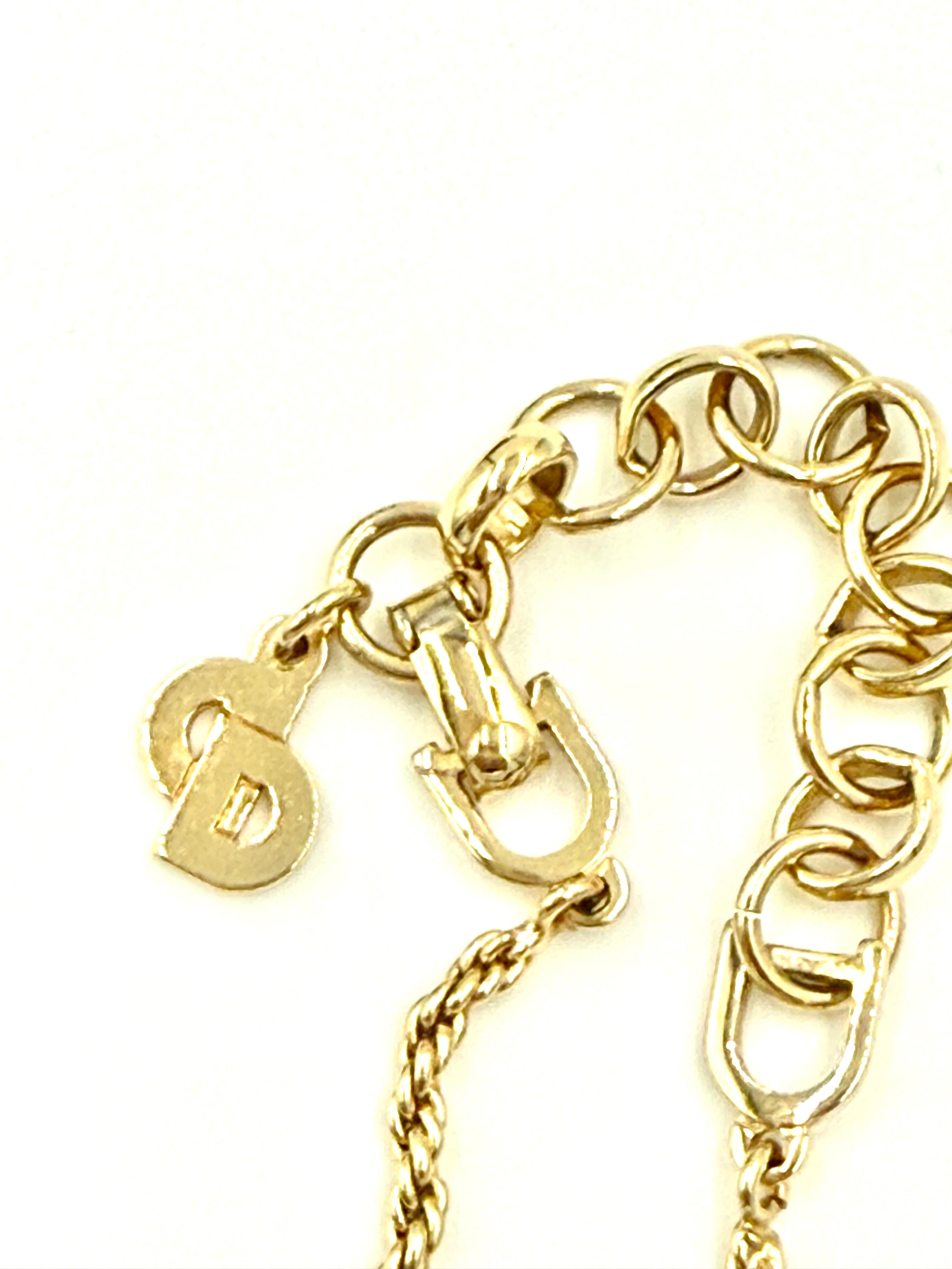 Pre-Owned Christian Dior Vintage CD Black Enamel and Gold Plate Necklace - Authenticated