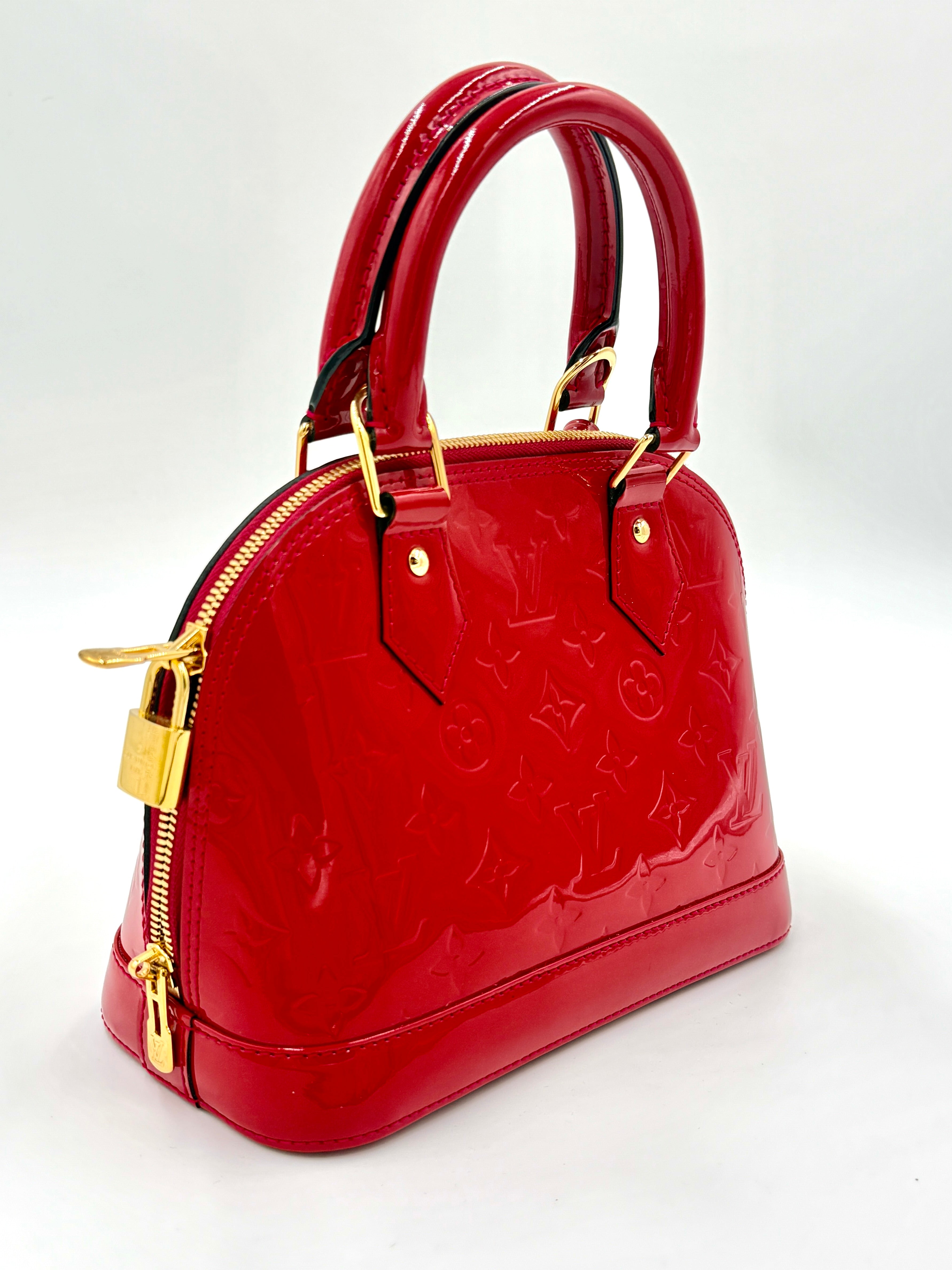 Pre-Owned Louis Vuitton Red Patent Vernis Leather Alma BB Bag - Authenticated