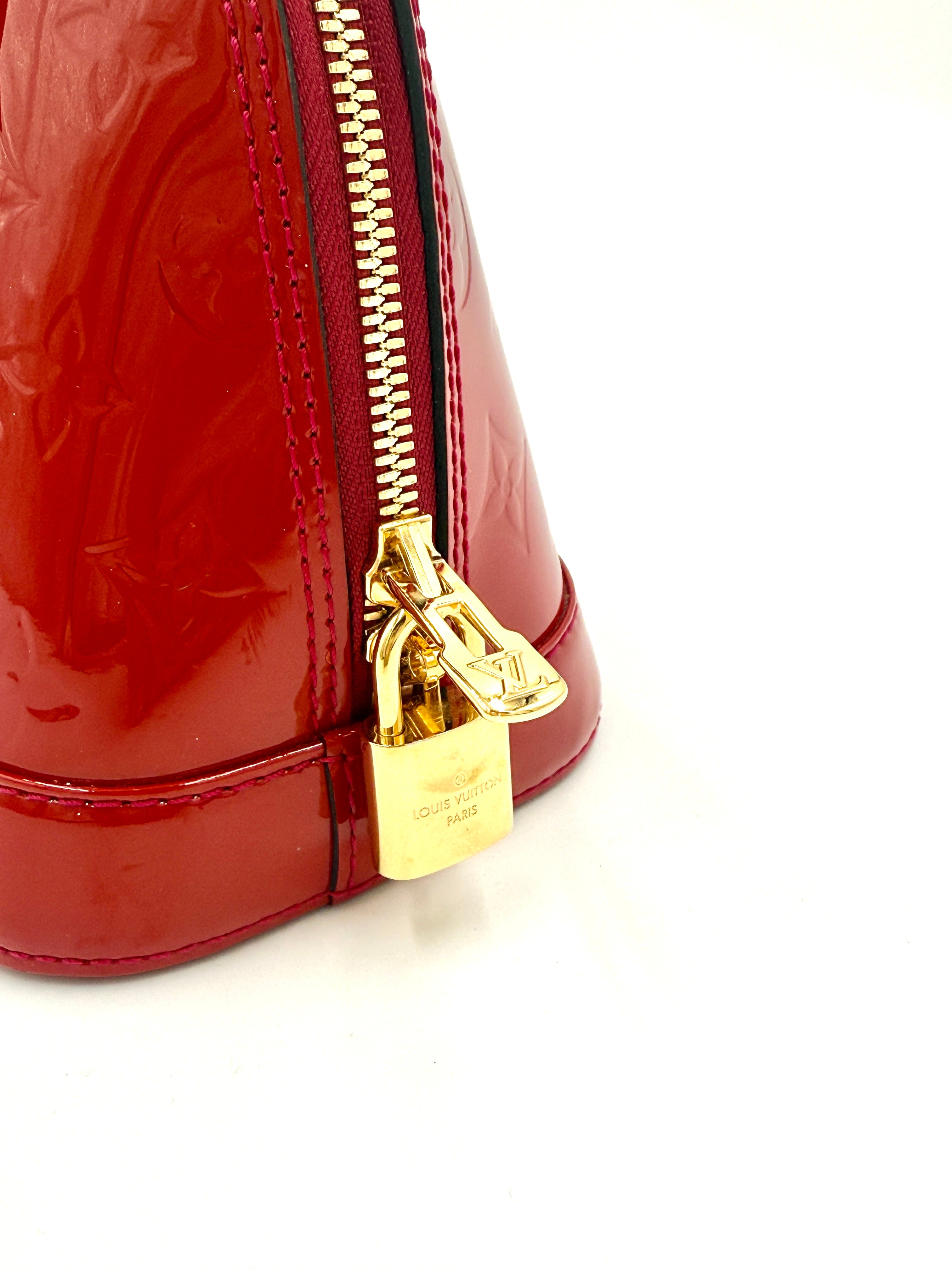 Pre-Owned Louis Vuitton Red Patent Vernis Leather Alma BB Bag - Authenticated