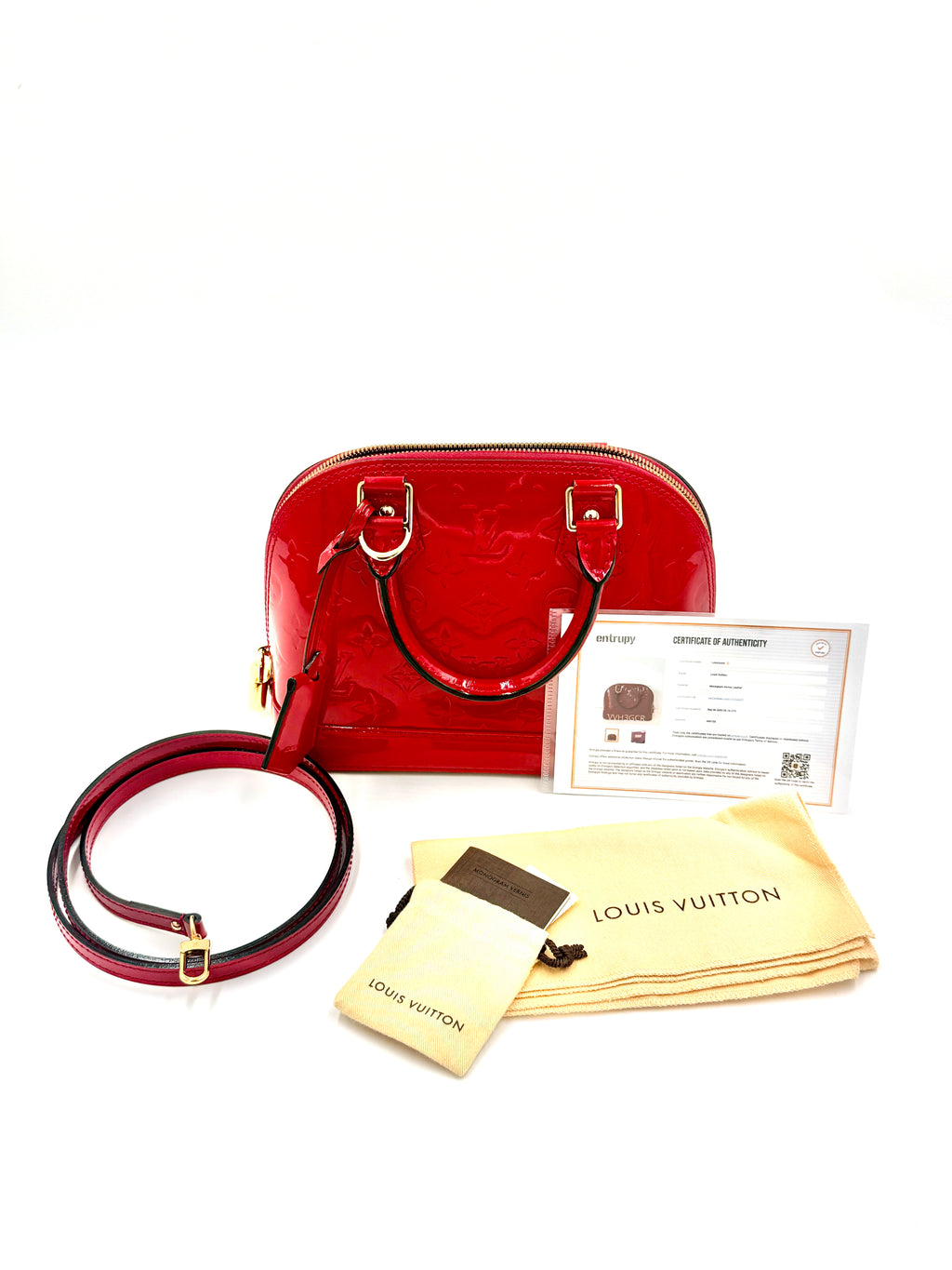 Pre-Owned Louis Vuitton Red Patent Vernis Leather Alma BB Bag - Authenticated
