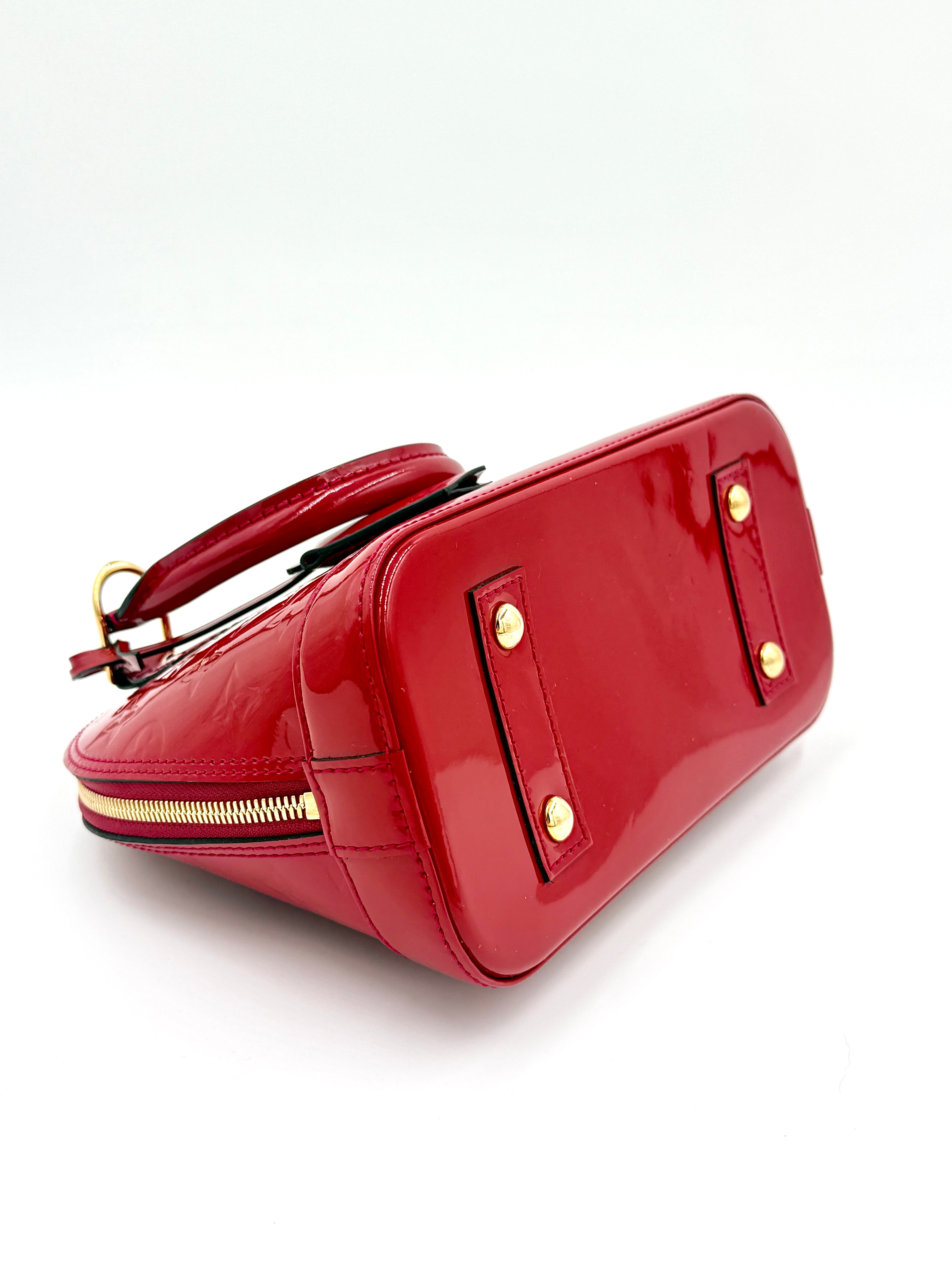 Pre-Owned Louis Vuitton Red Patent Vernis Leather Alma BB Bag - Authenticated